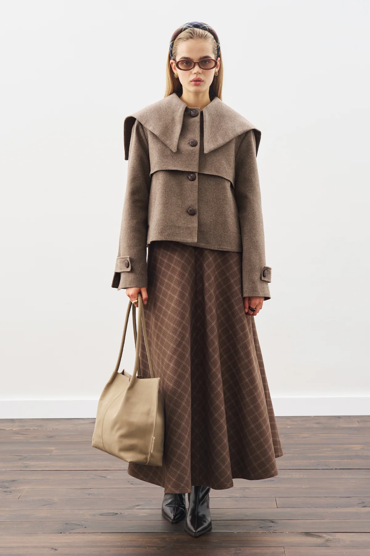 Button-Detail Wool Coat Mınk - Image 3