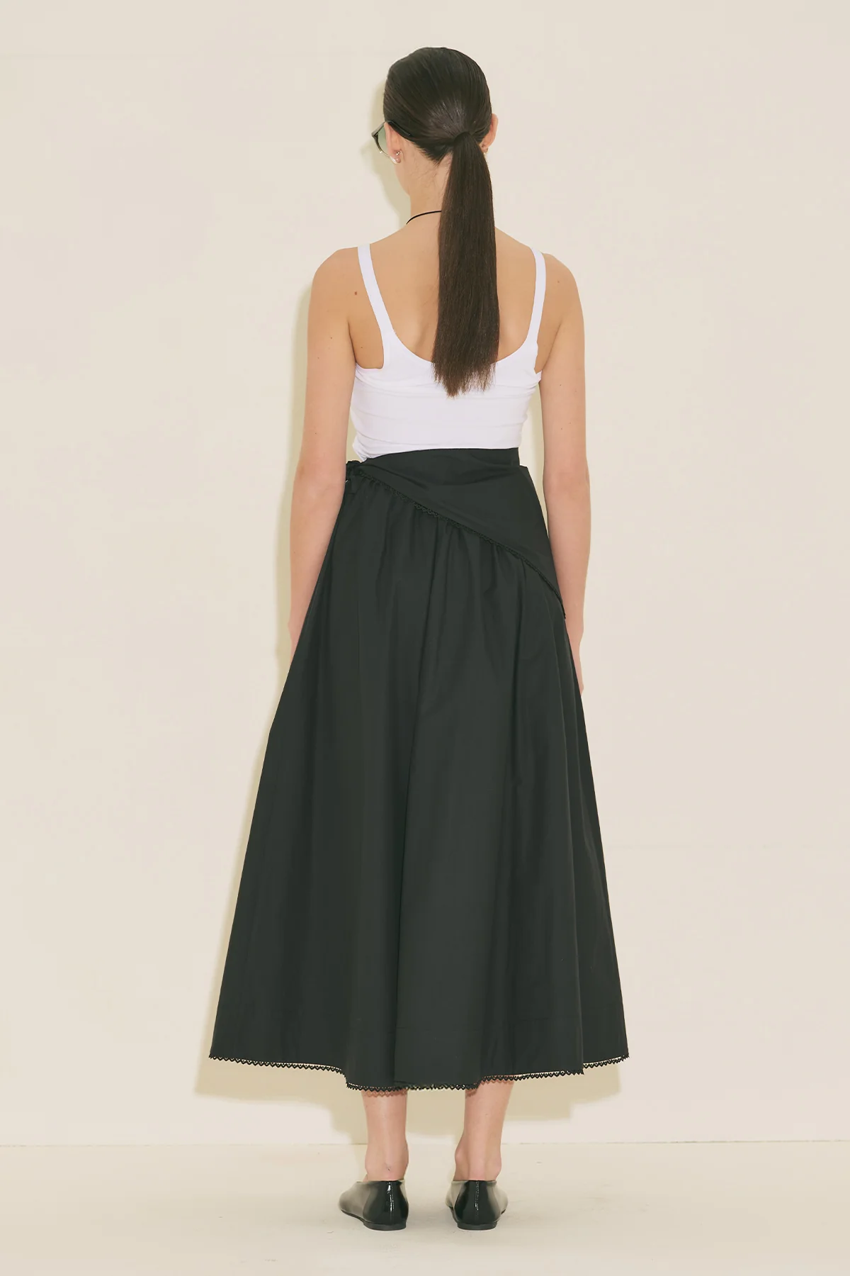 Button Front Poplin Skirt Black - Image 8
