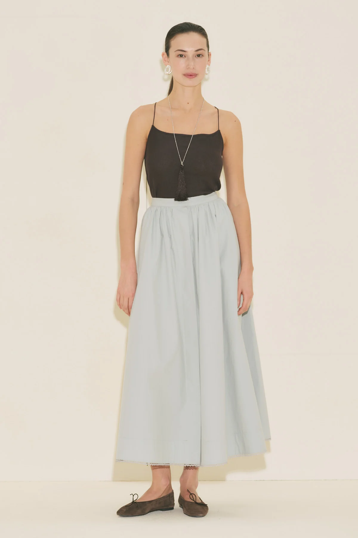 Button Front Poplin Skirt Blue - Image 2