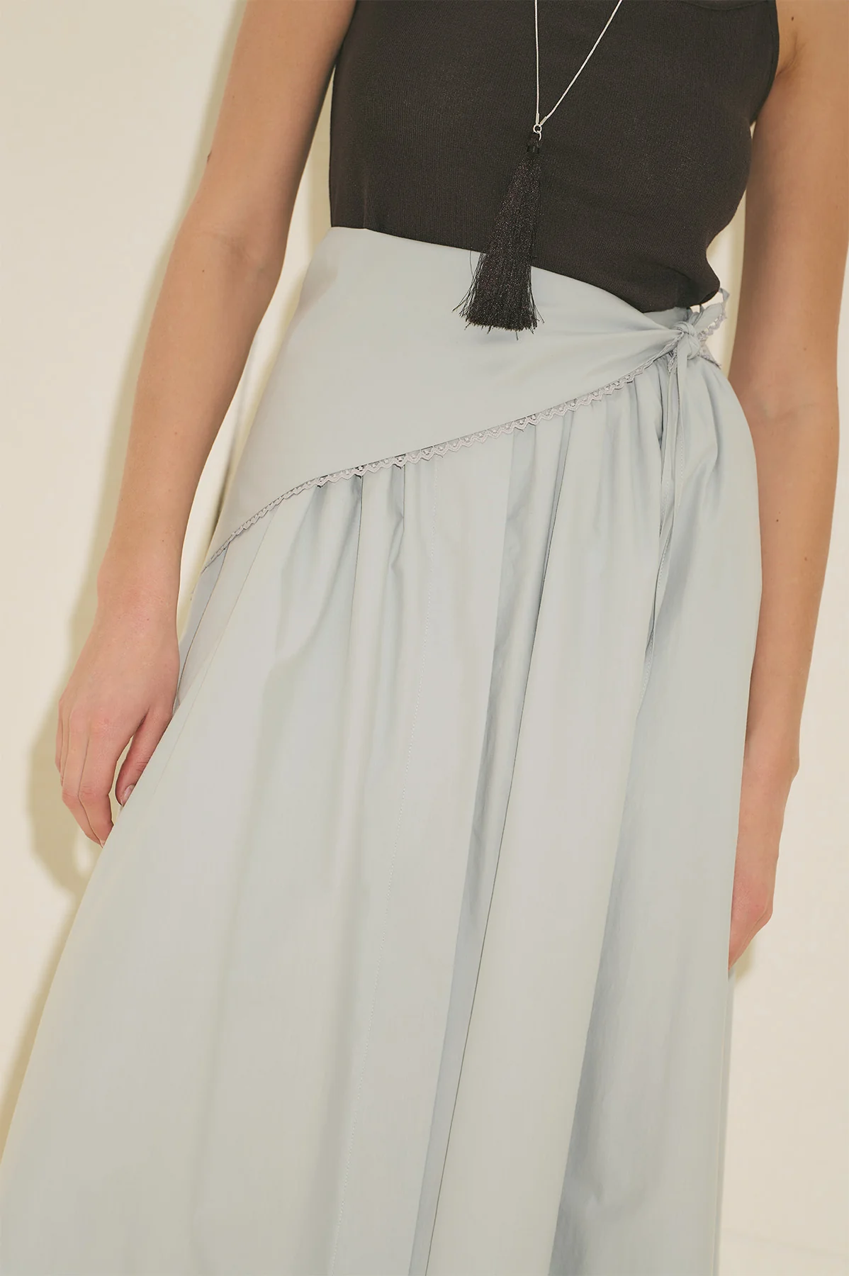 Button Front Poplin Skirt Blue - Image 8