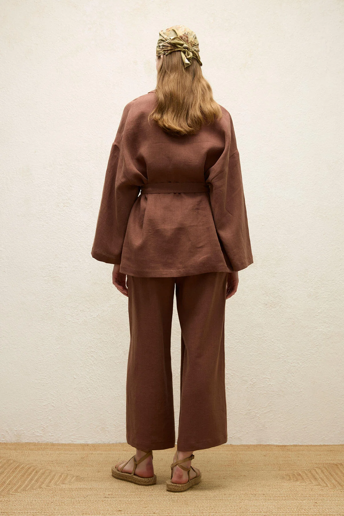Buttoned Linen Shirt Bark Brown - Image 8
