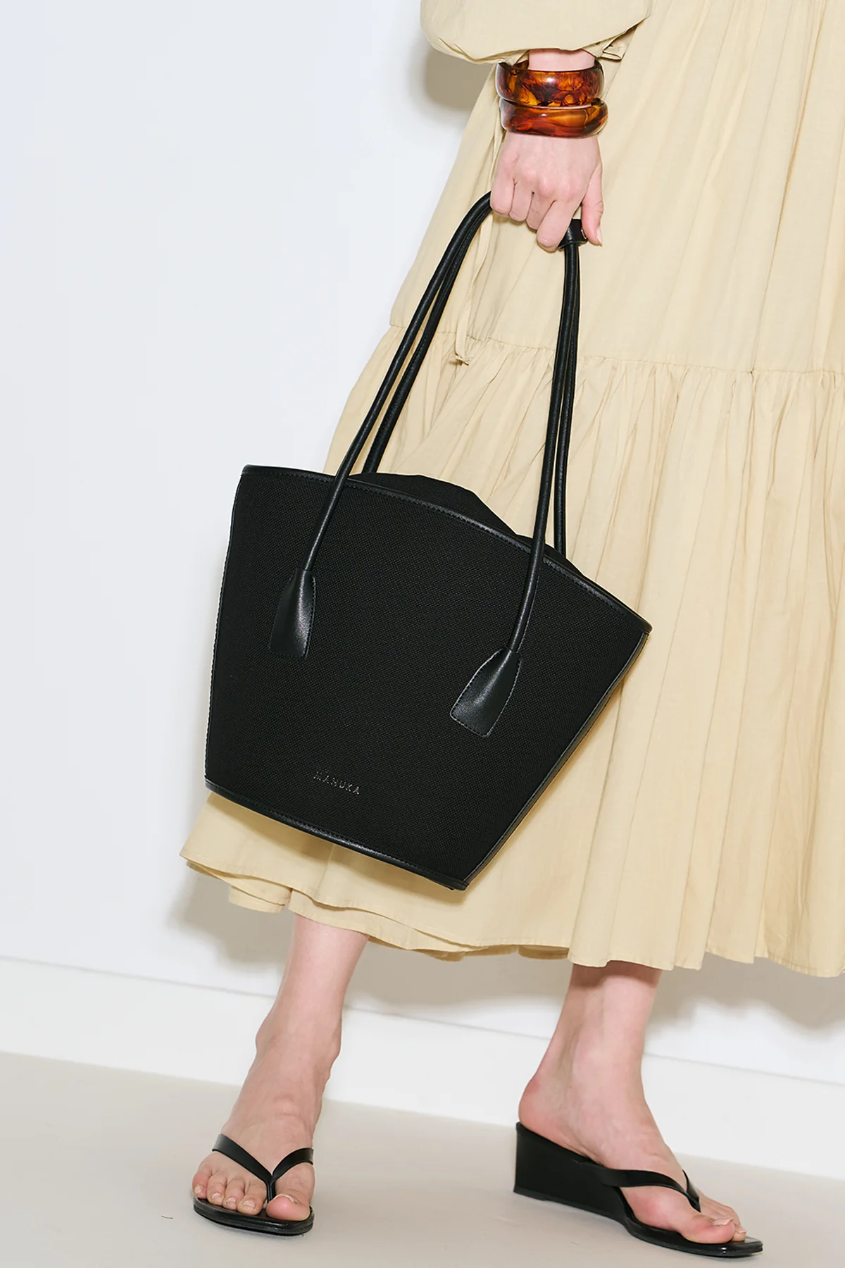 Canvas Bucket Bag Black - Image 2