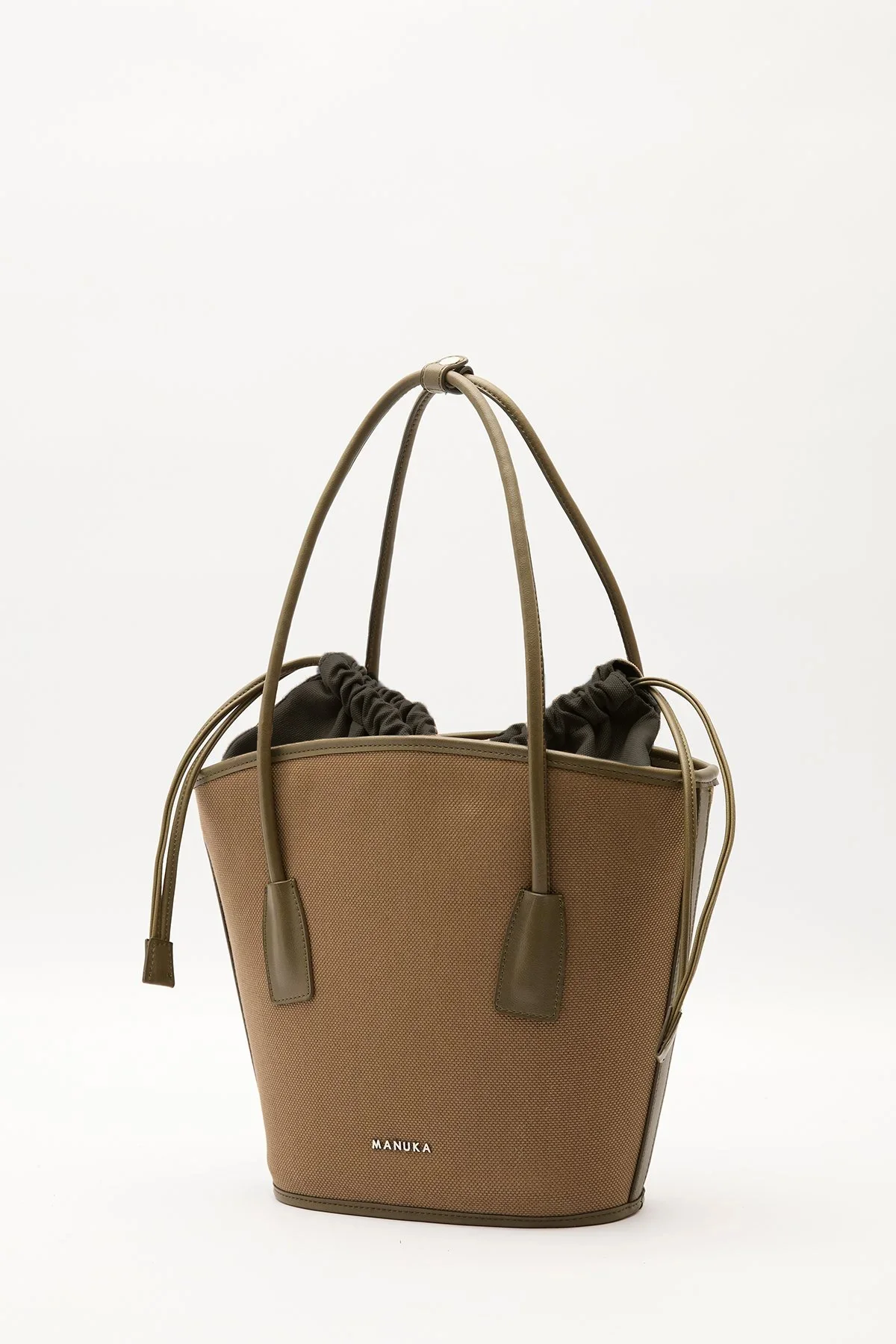 Canvas Bucket Bag Brown - Image 5