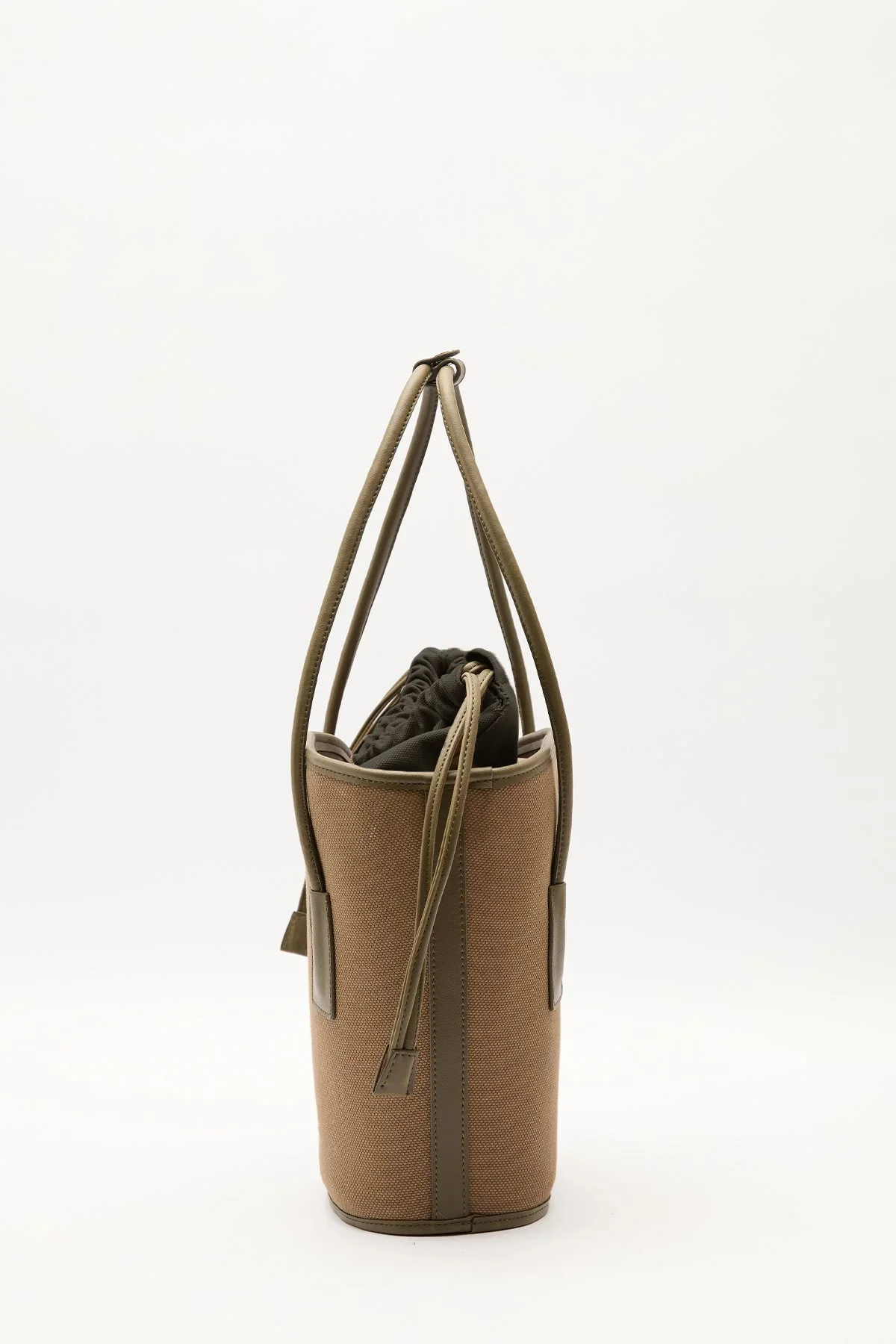 Canvas Bucket Bag Brown - Image 6