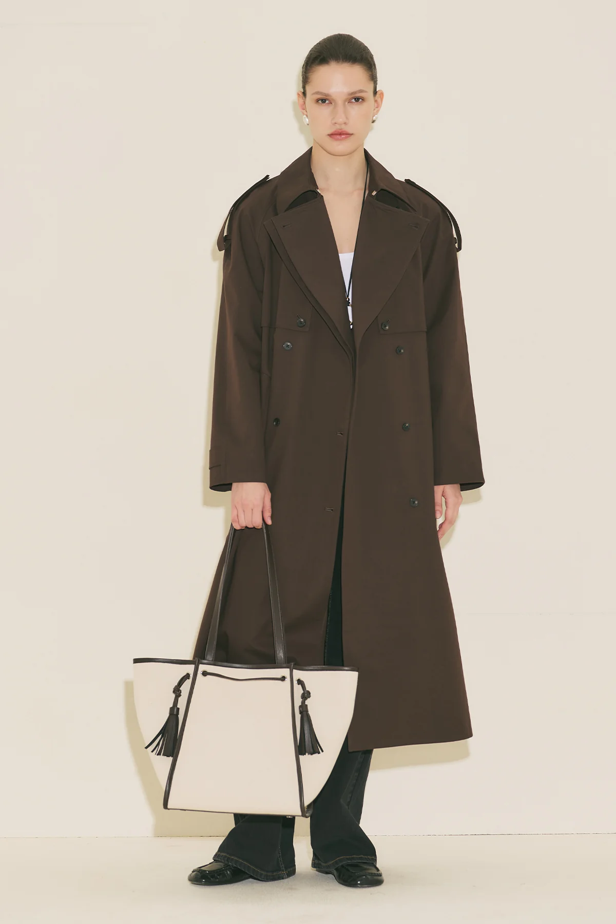 Canvas City Bag With Tassel Detail Brown - Image 3