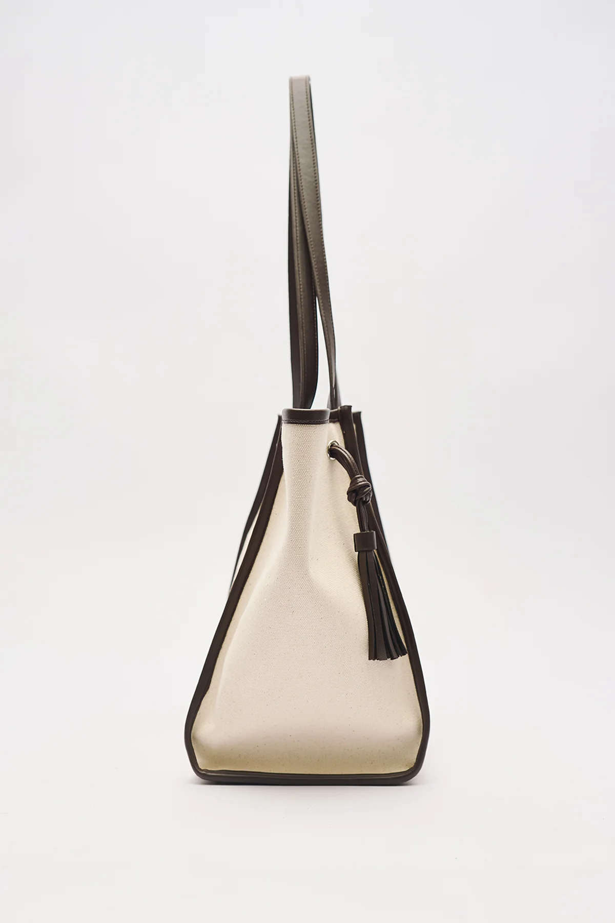 Canvas City Bag With Tassel Detail Brown - Image 8