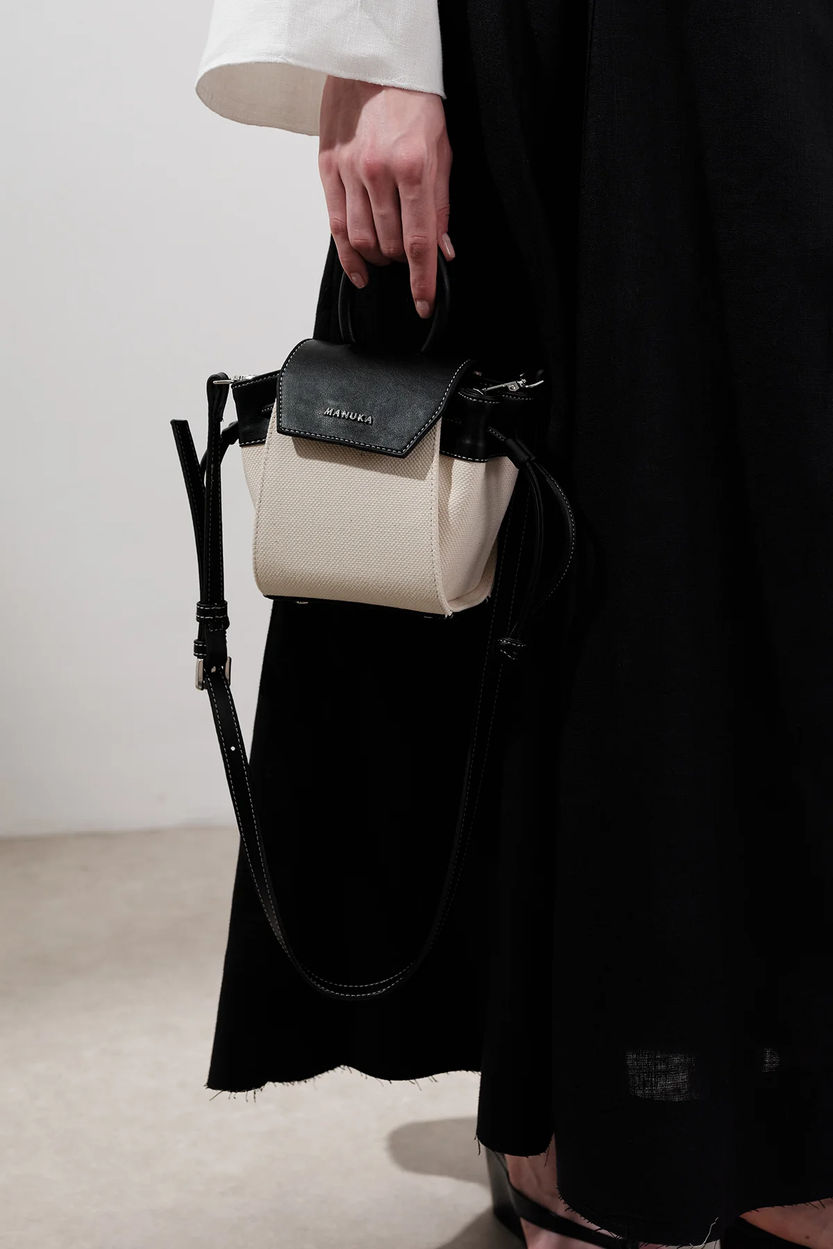 Canvas Flap Mini Bag Beige
