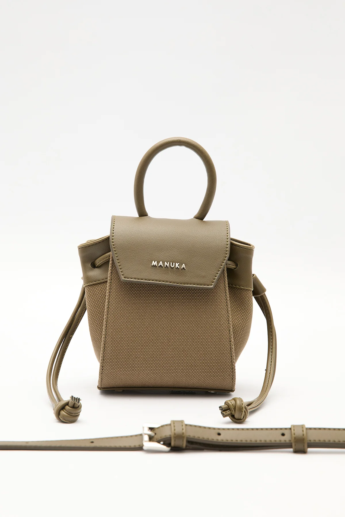 Canvas Flap Mini Bag Brown - Image 3