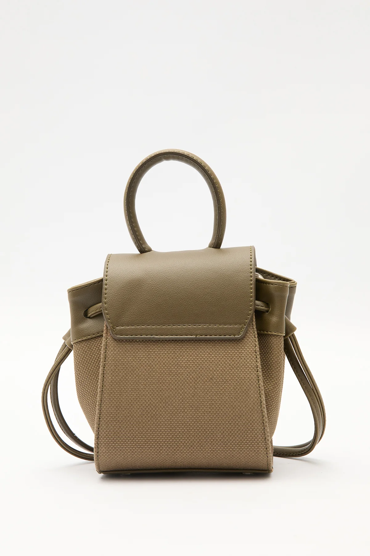 Canvas Flap Mini Bag Brown - Image 8