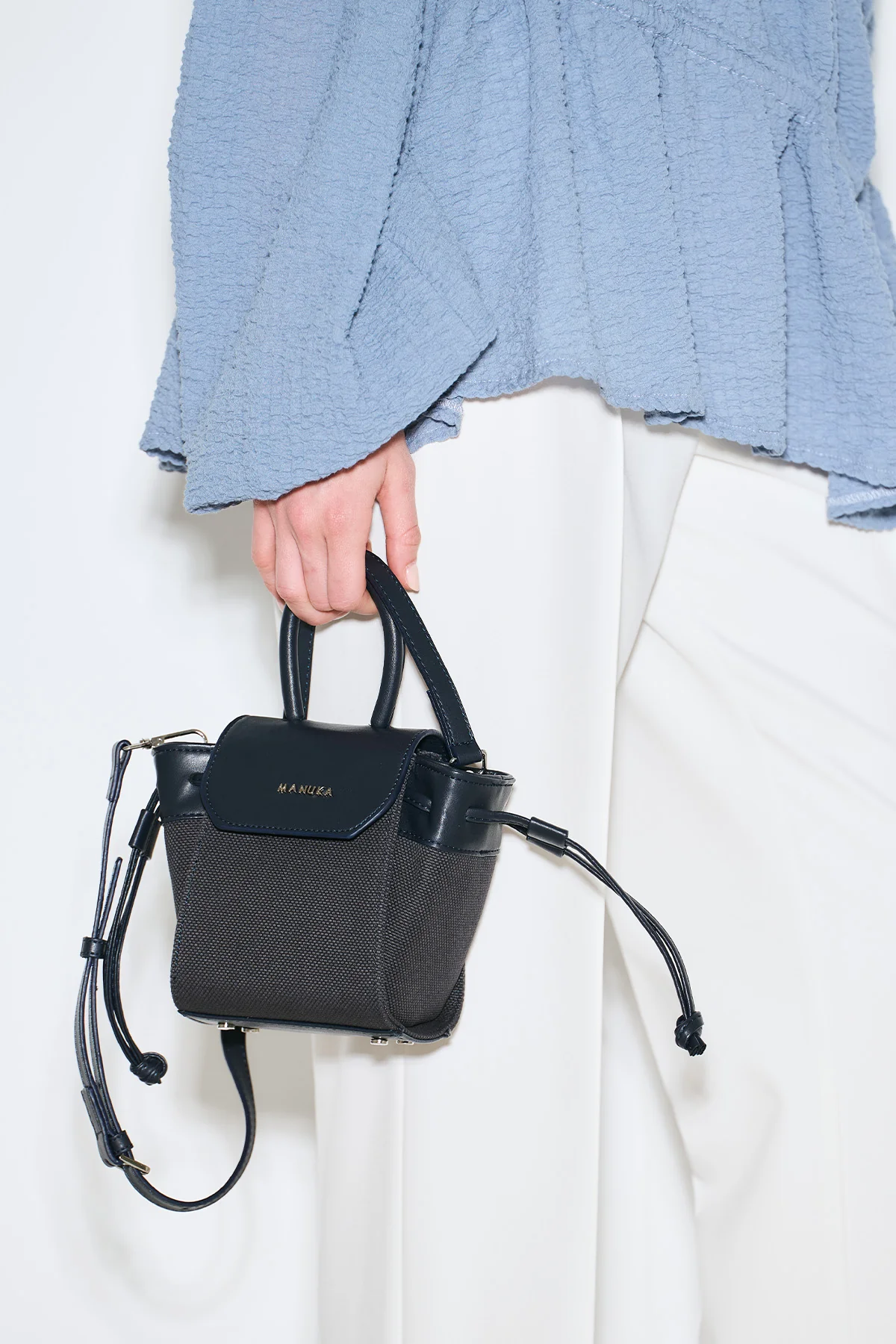 Canvas Flap Mini Bag Navy Blue