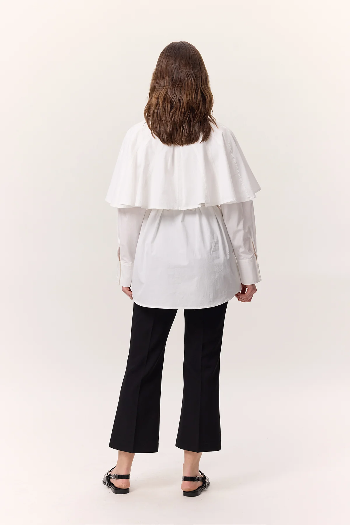 Cape Detail Shirt Ecru - Image 8