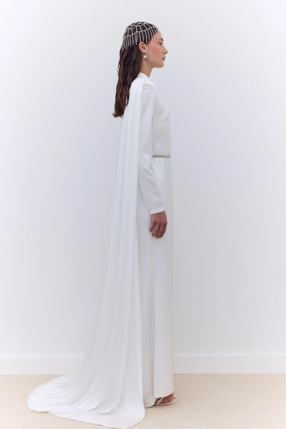 Cape Evening Dress Ecru - Image 6