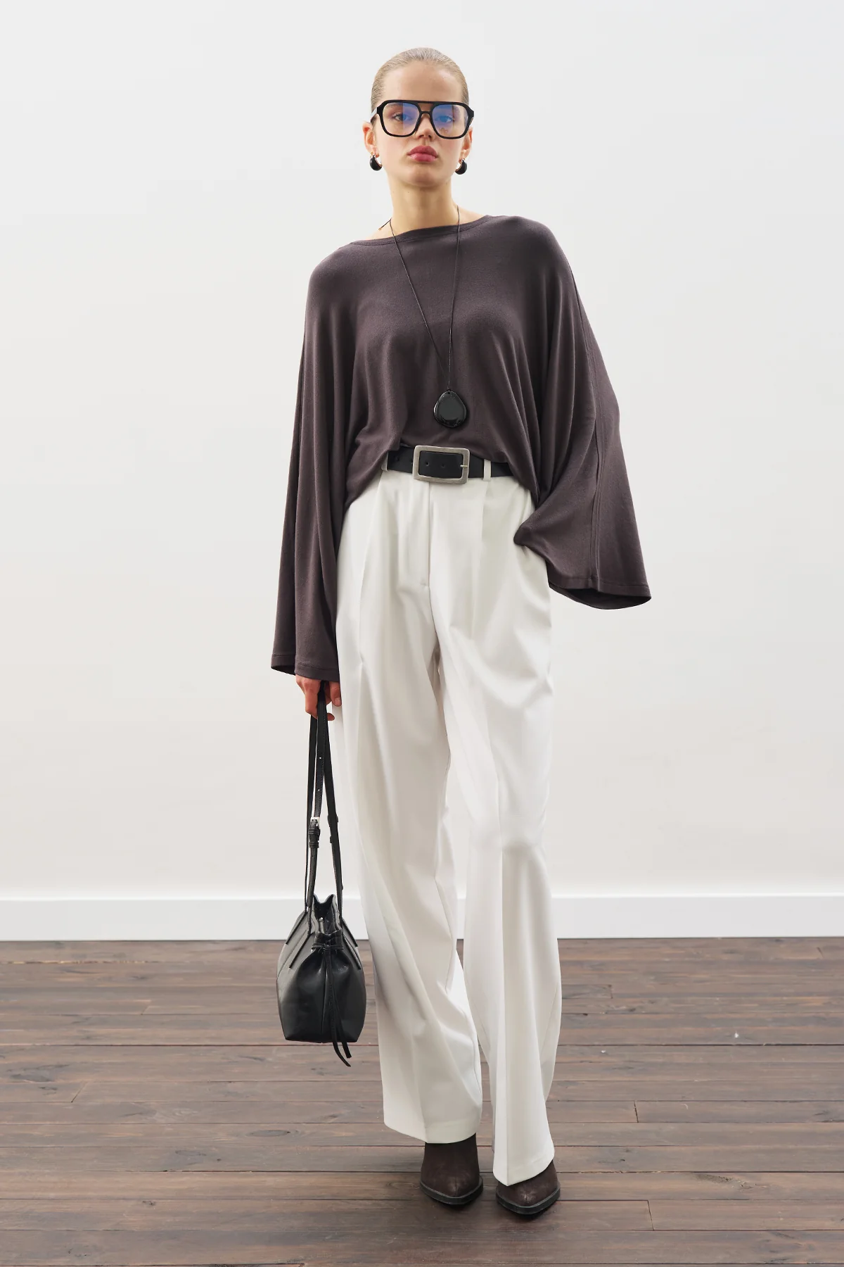 Cape-Style Blouse Anthracite - Image 2