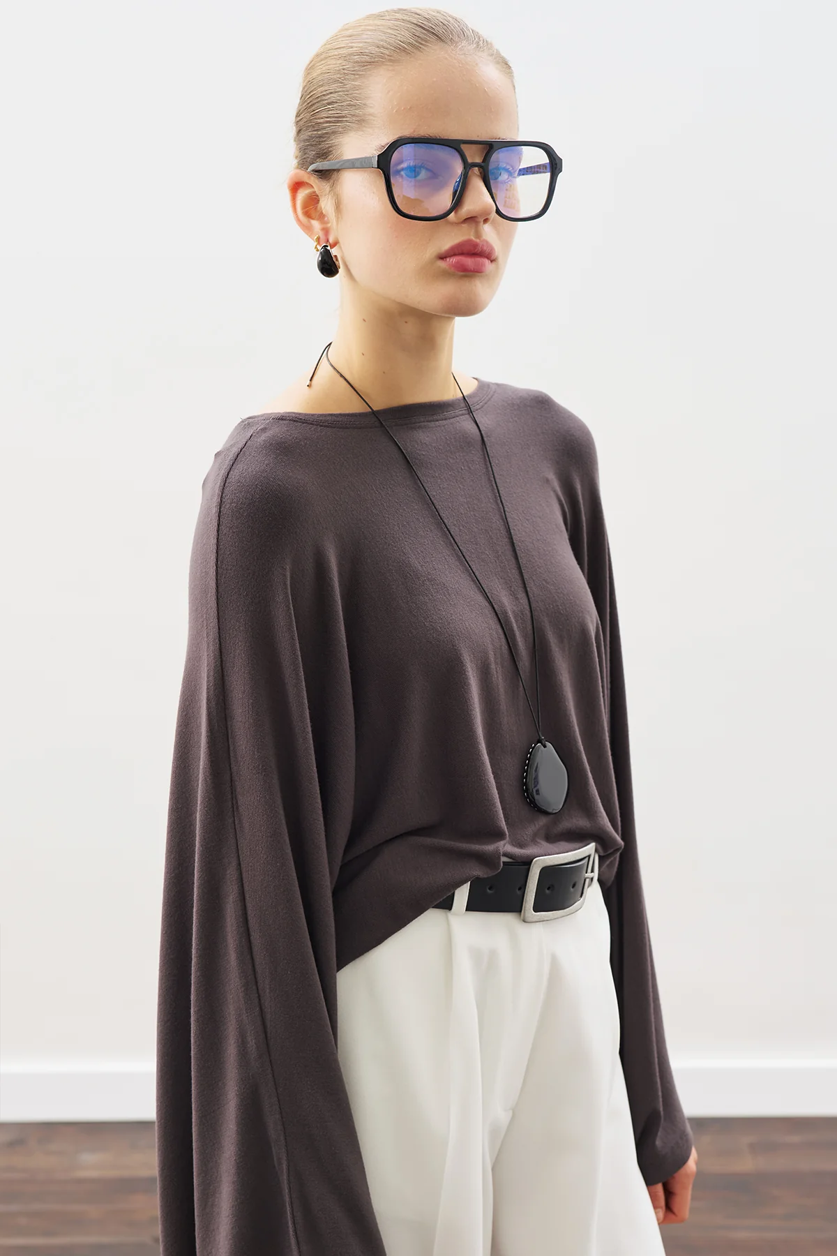 Cape-Style Blouse Anthracite - Image 4
