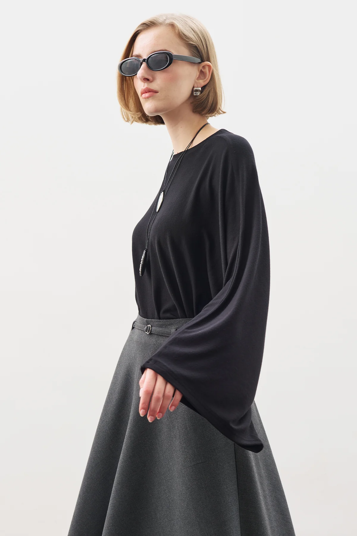 Cape-Style Blouse Black - Image 5