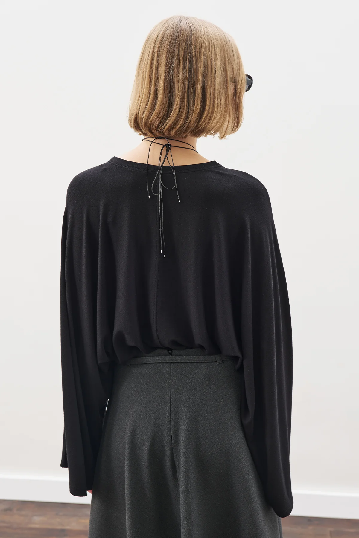Cape-Style Blouse Black - Image 8