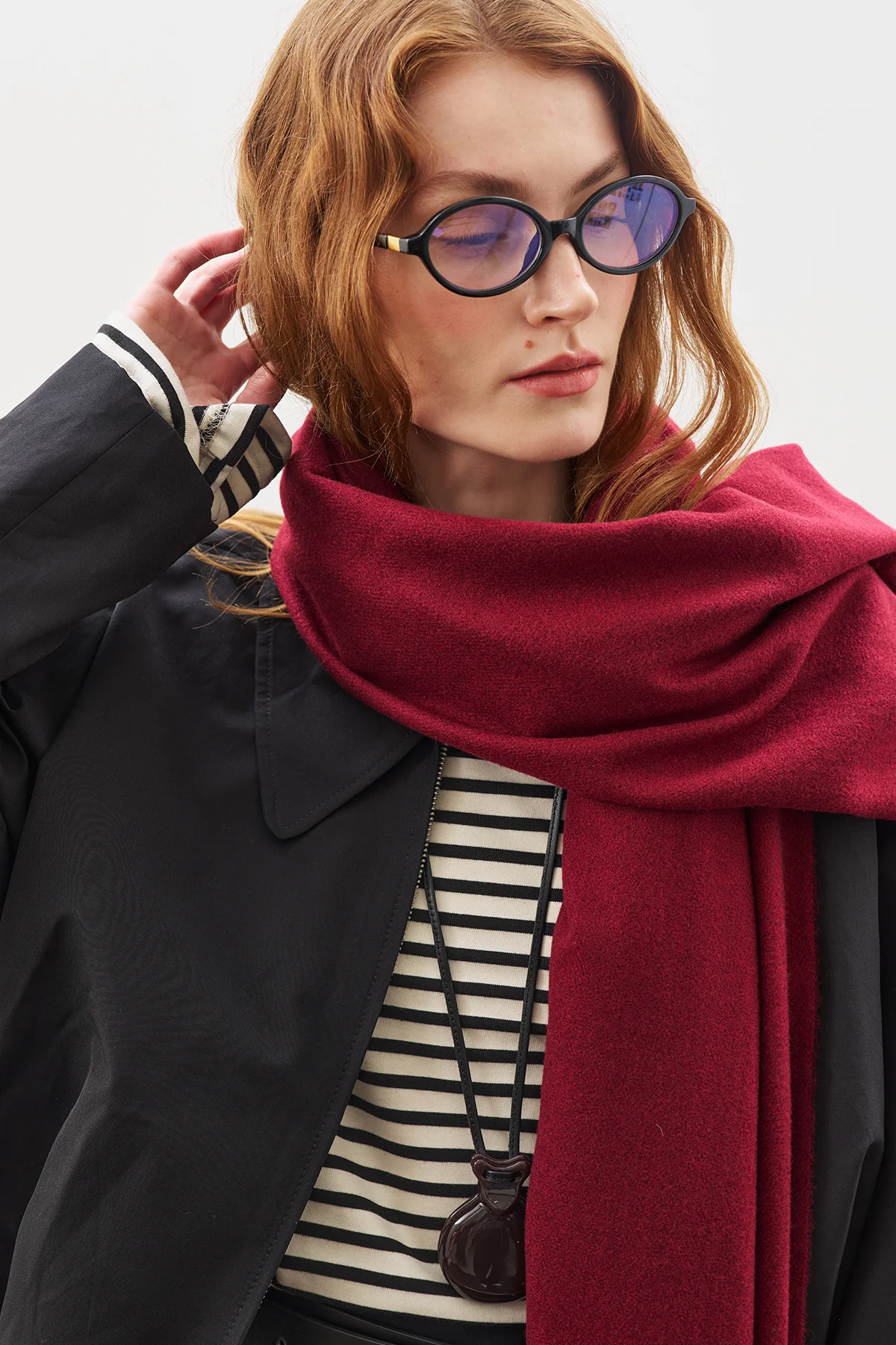 Cashmere Feel Scarf Burgundy