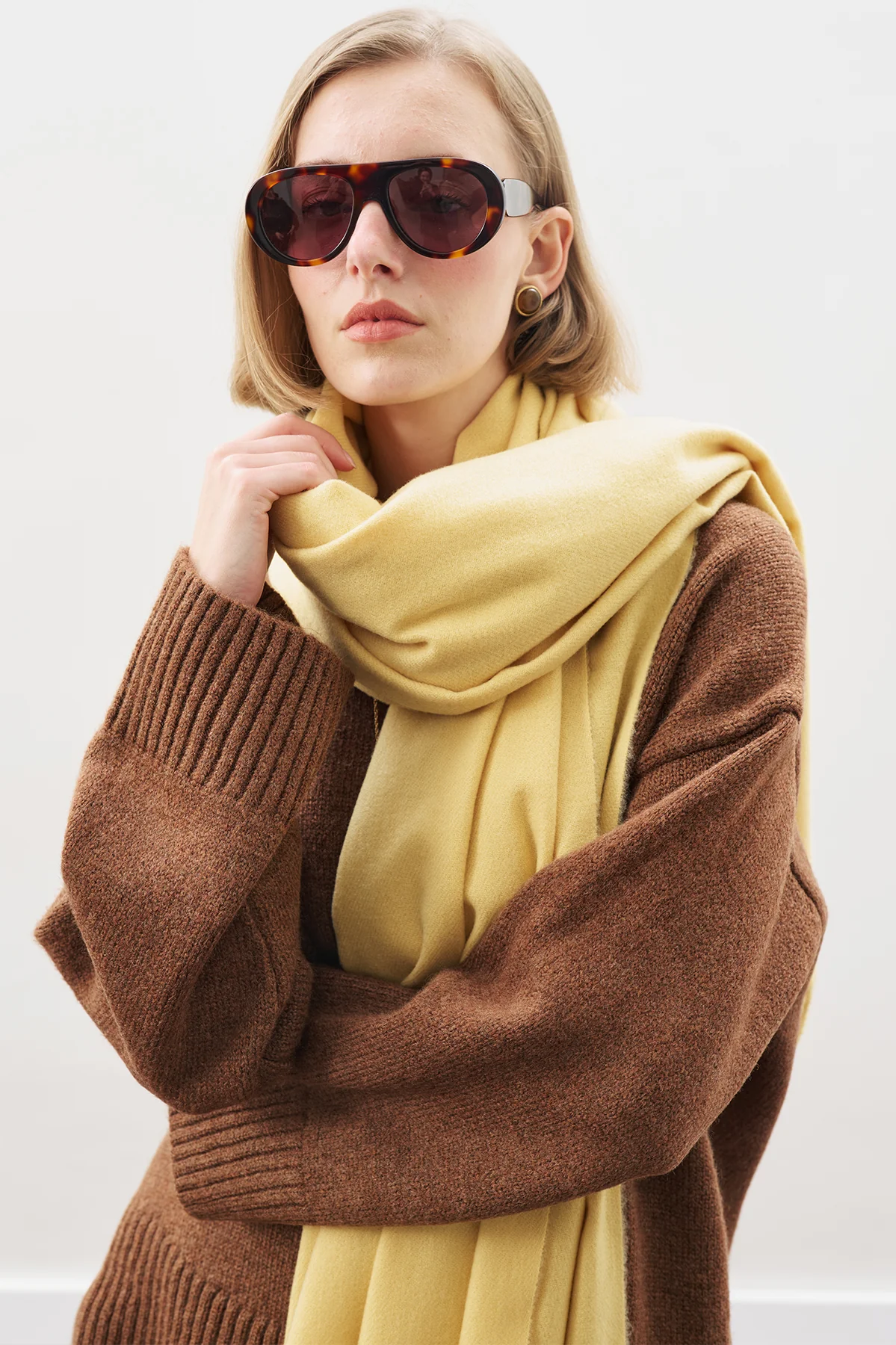 Cashmere Feel Scarf Yellow - Image 3