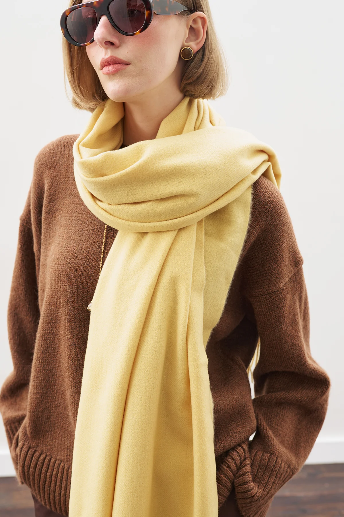 Cashmere Feel Scarf Yellow - Image 4