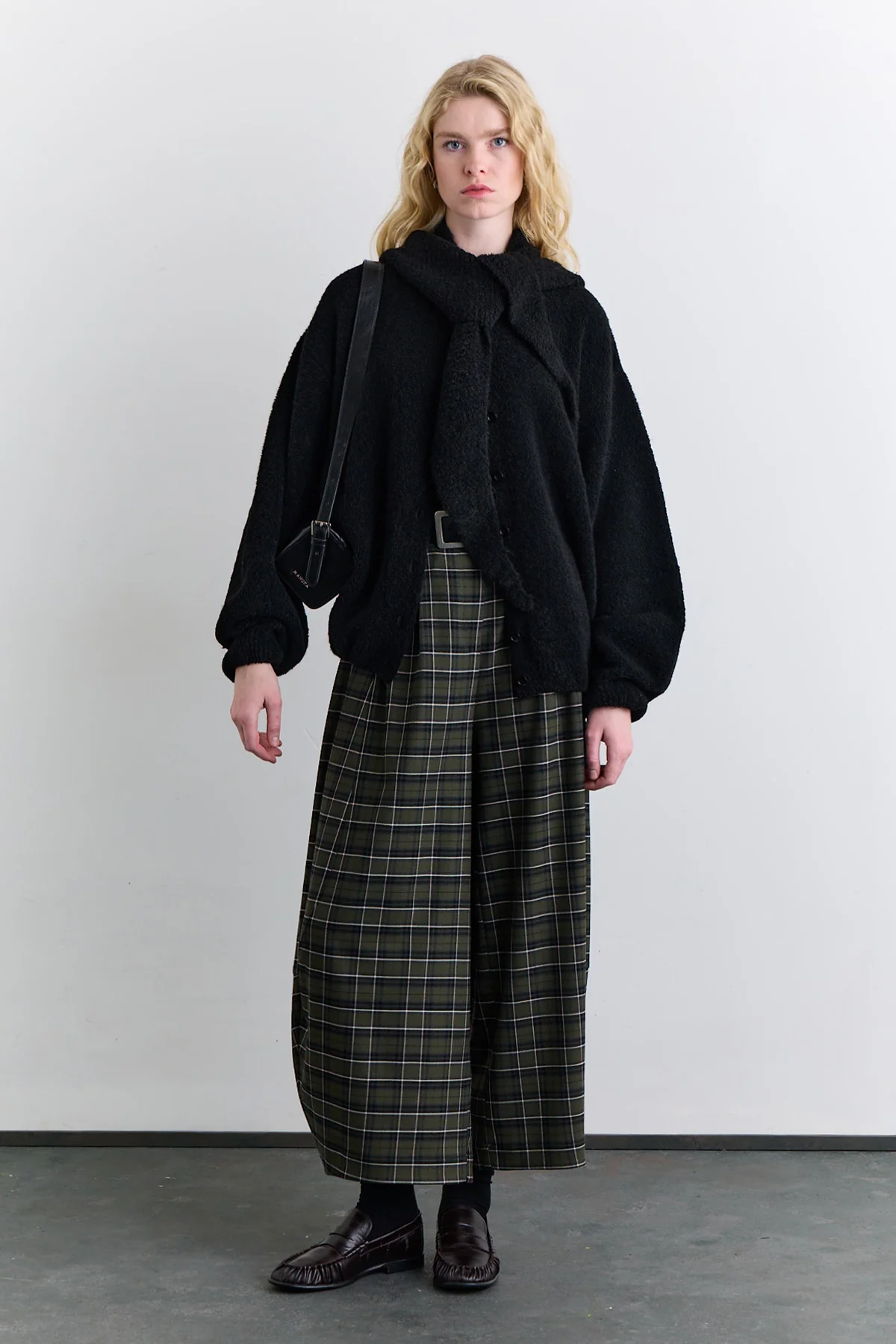 Checked Balloon Leg Trousers Green - Image 10