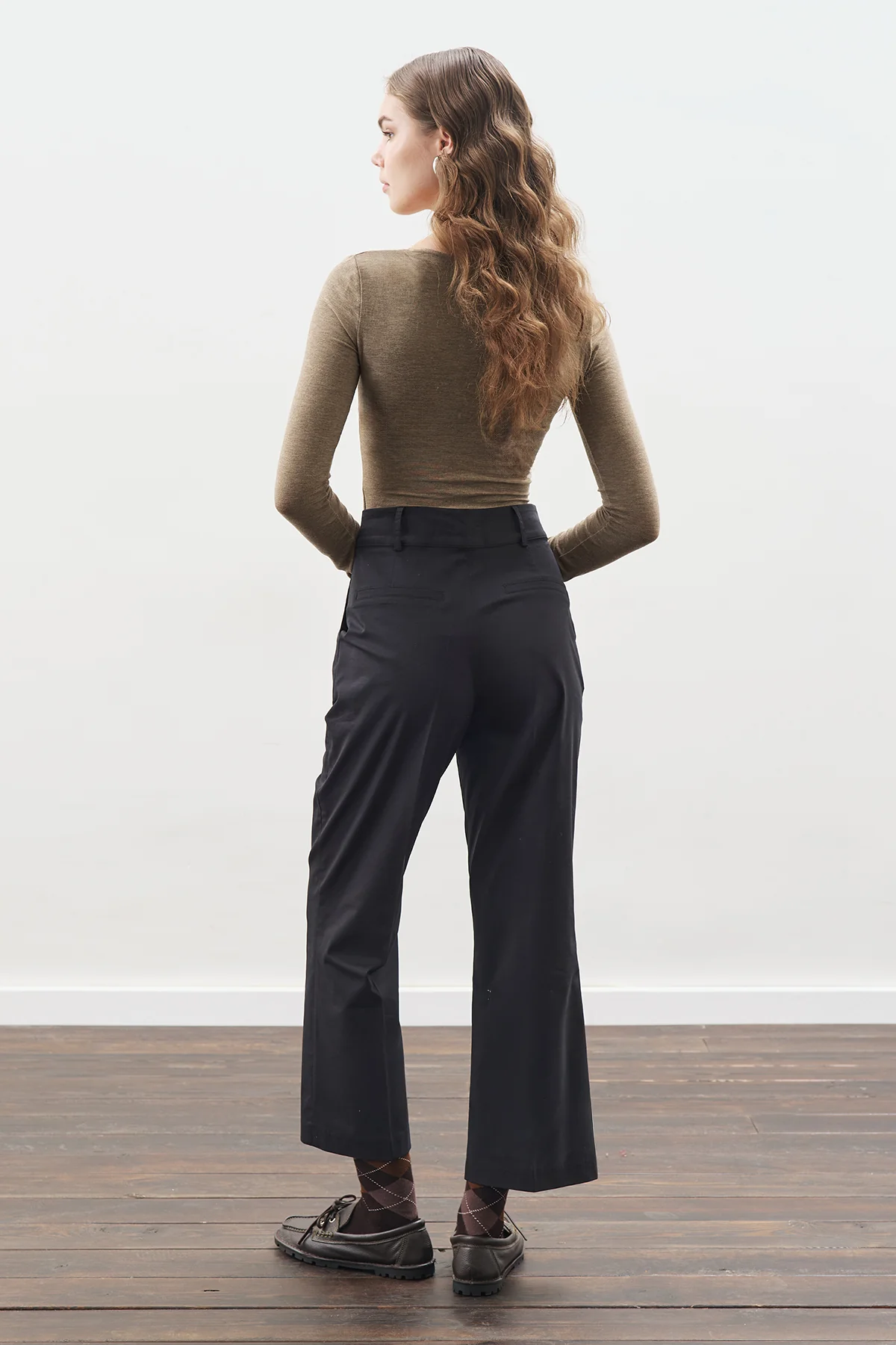 Checked Flare Trousers Black - Image 7