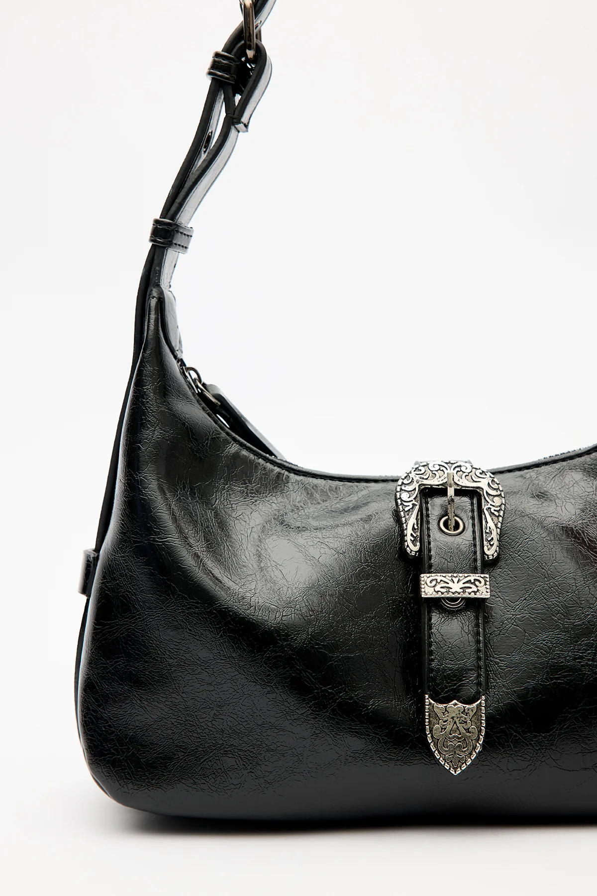Chunky Buckle Shoulder Bag Black - Image 5