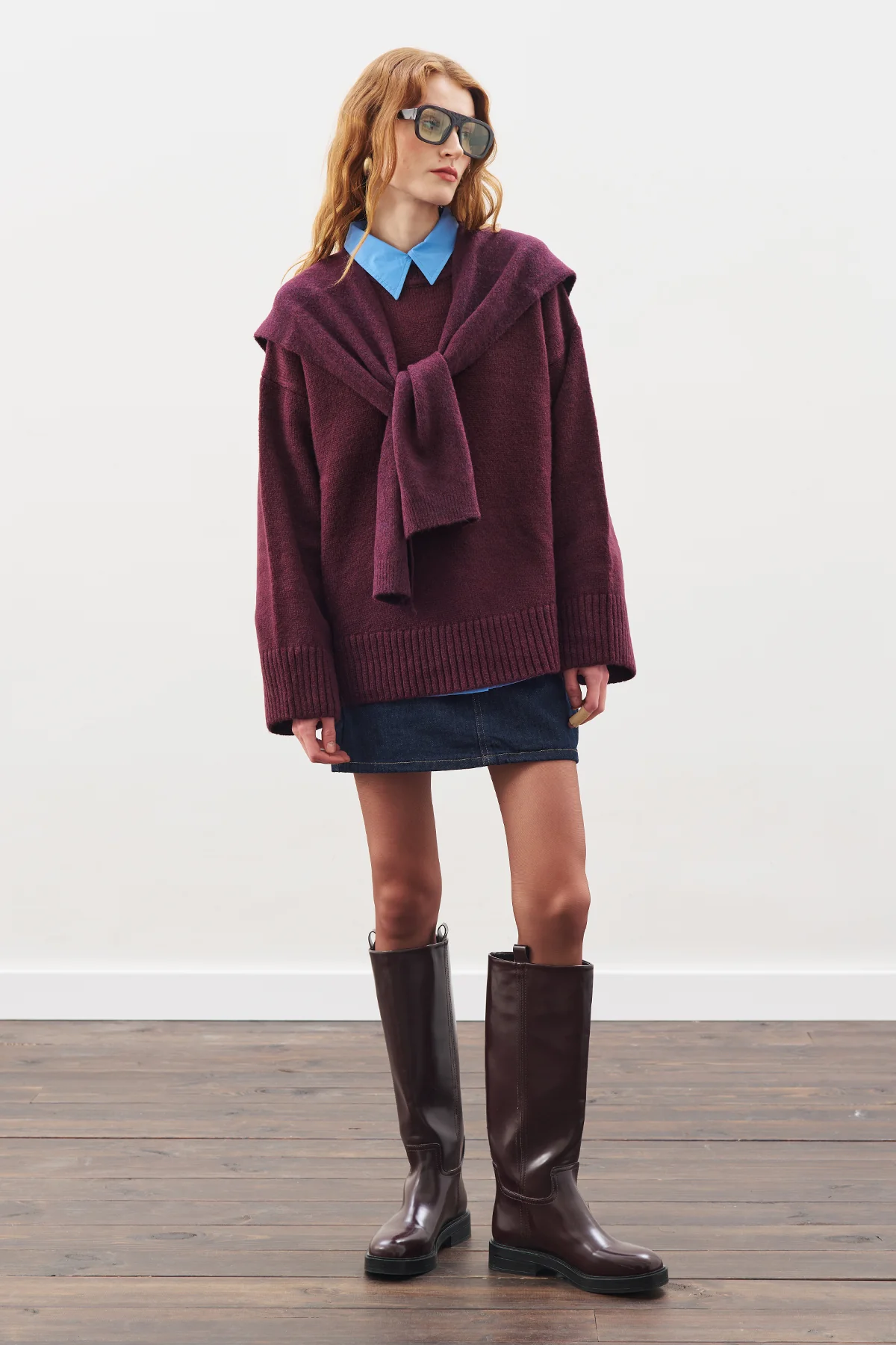 Chunky Oversized Sweater Burgundy - Image 2