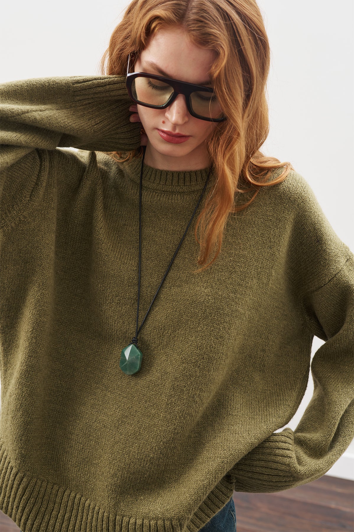 Chunky Oversized Sweater Dark Green - Image 2
