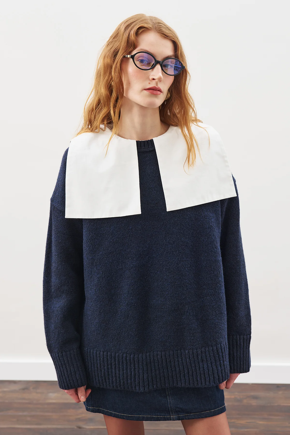 Chunky Oversized Sweater Navy Blue - Image 4