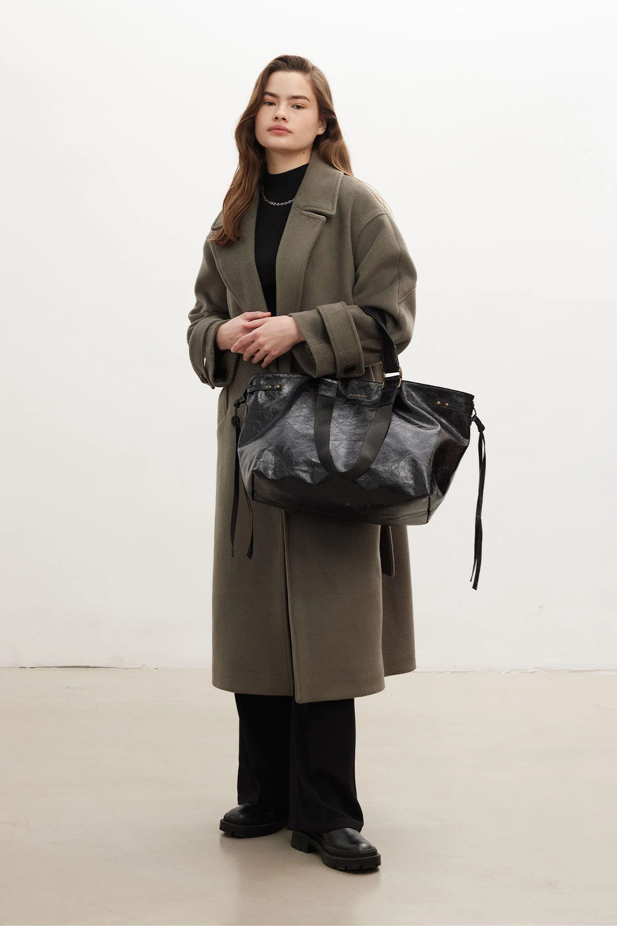 City Faux Leather Tote Bag Black - Image 2