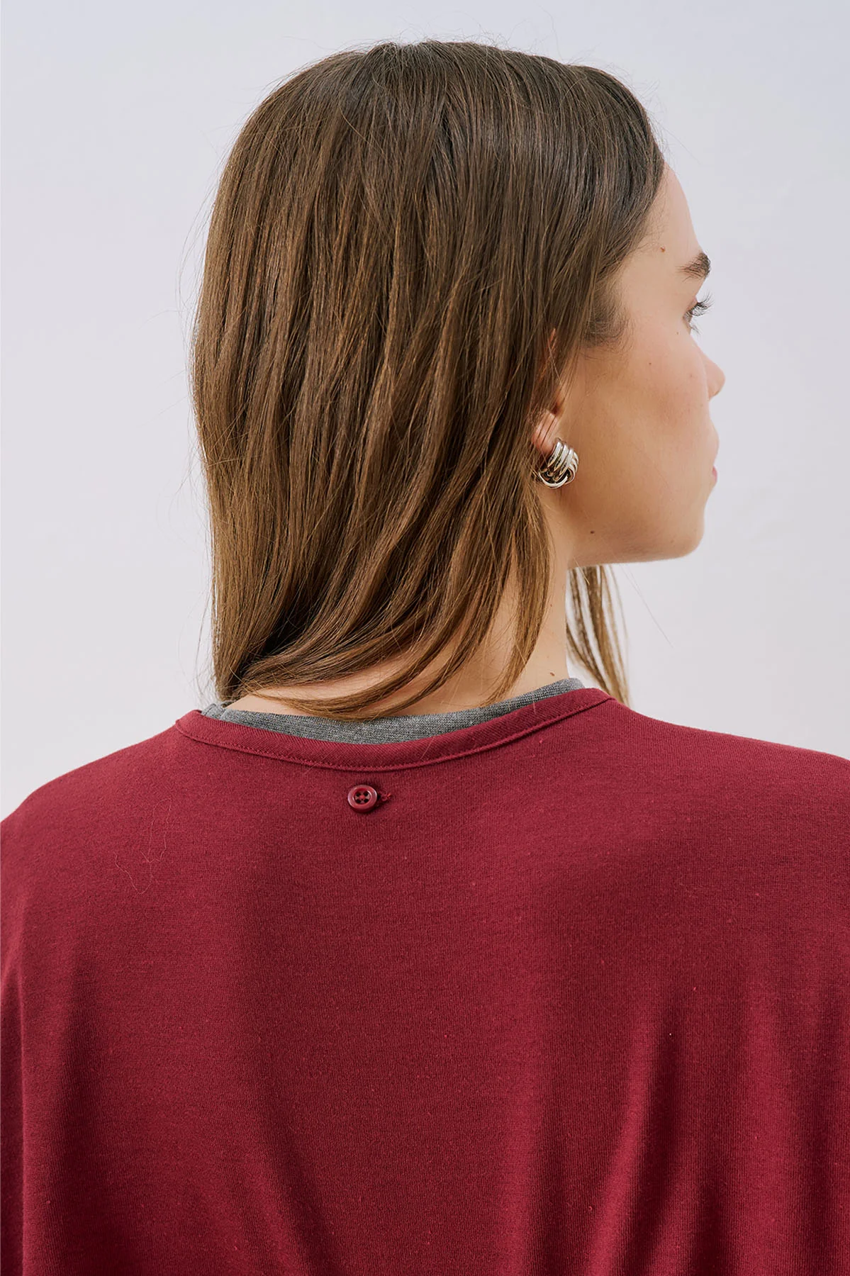Striped T-Shirt With Scarf Detail Grey - Image 6