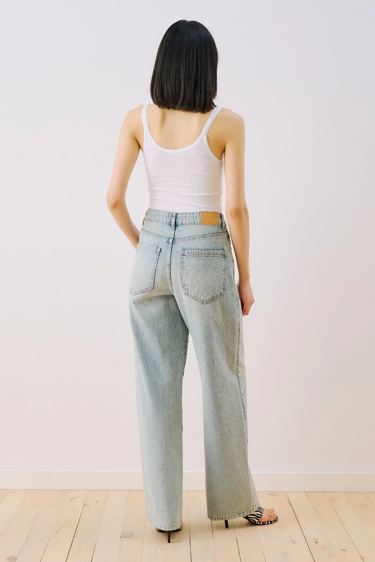 Striped Denim Straight Trousers Light Blue - Image 8