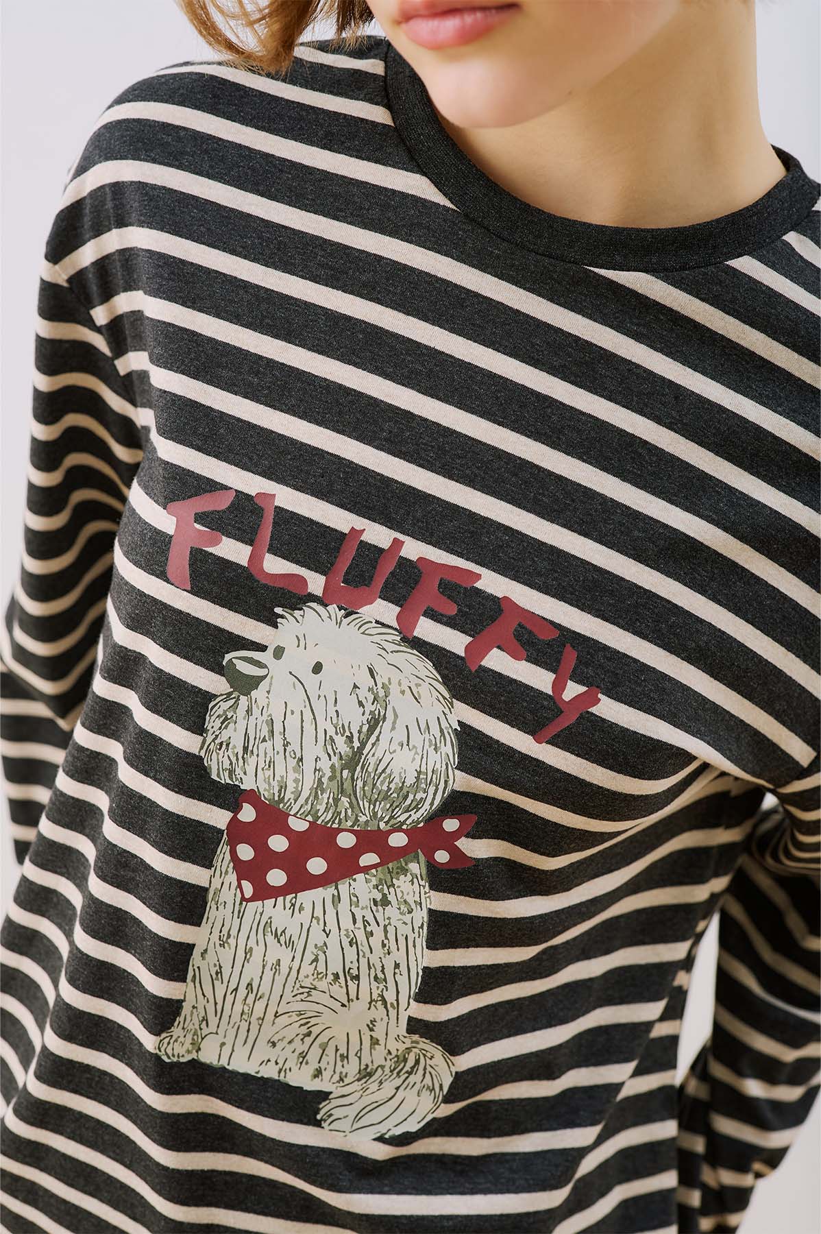 Oversized Striped T-Shirt Anthracite - Image 4