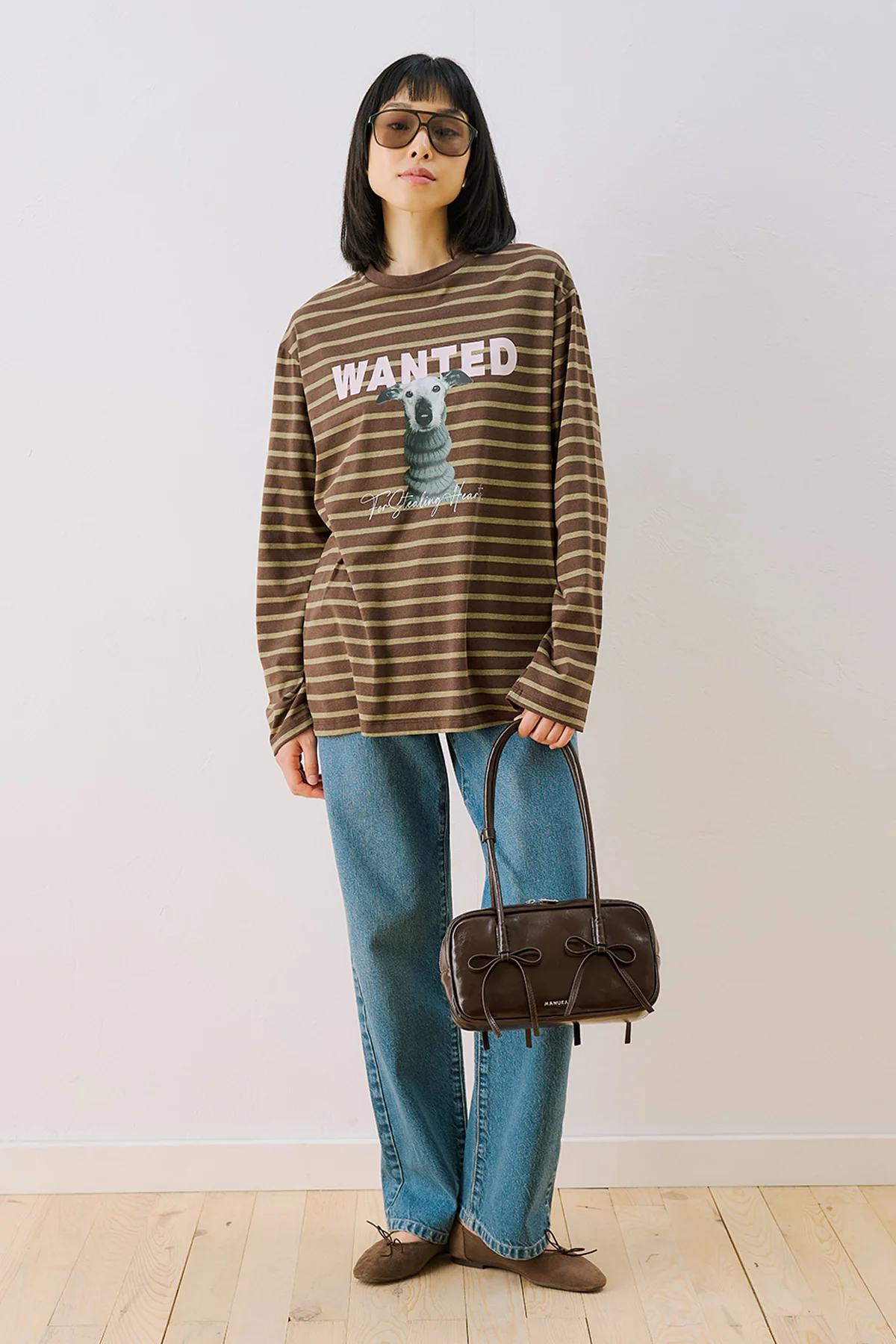 Oversized Striped T-Shirt Brown - Image 2