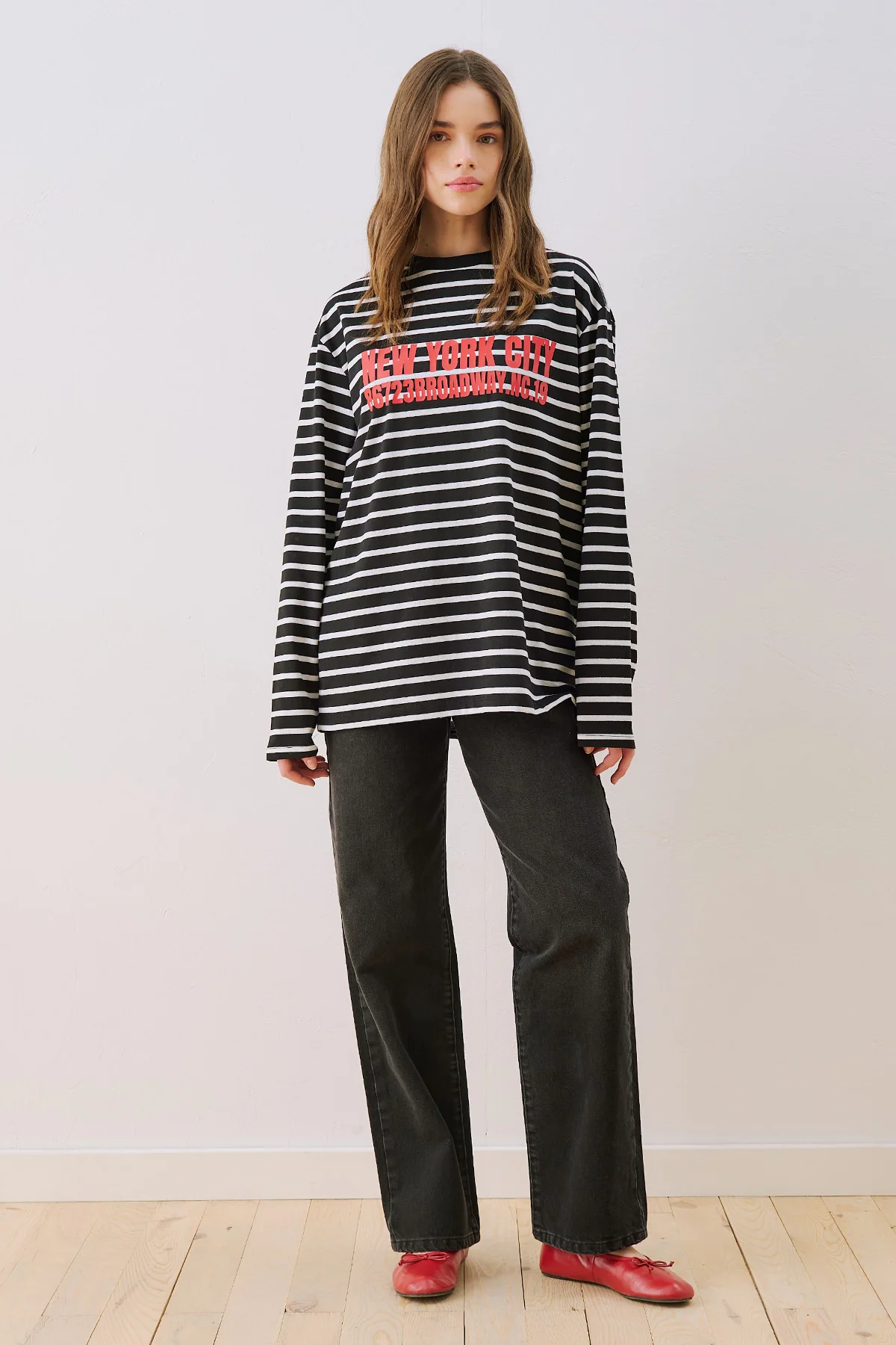 Oversized Striped T-Shirt Black - Image 2