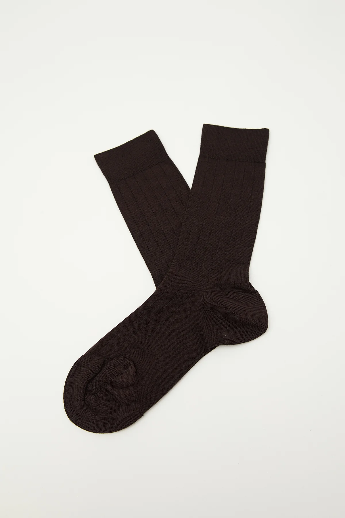 Classic Ribbed Socks Dark Brown - Image 2