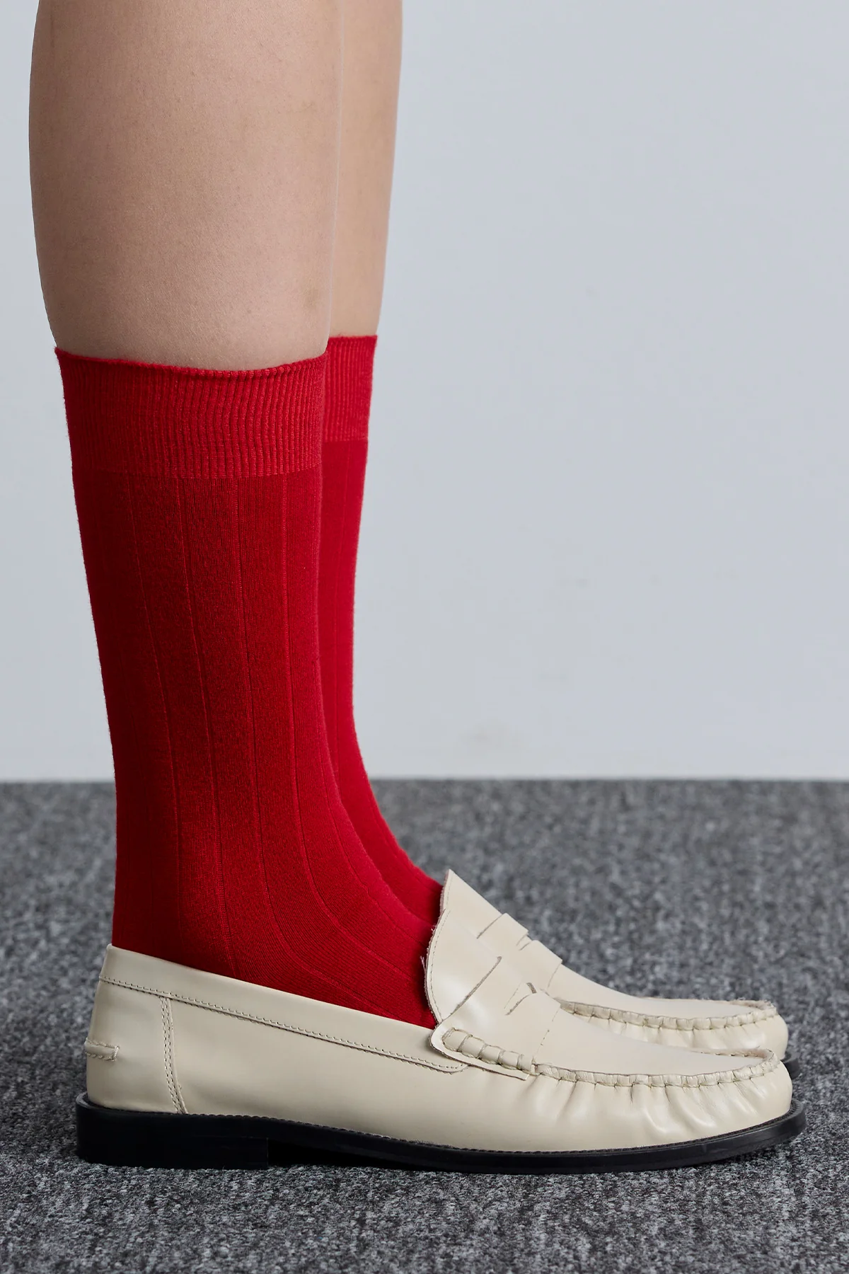 Classic Ribbed Socks Red - Image 3
