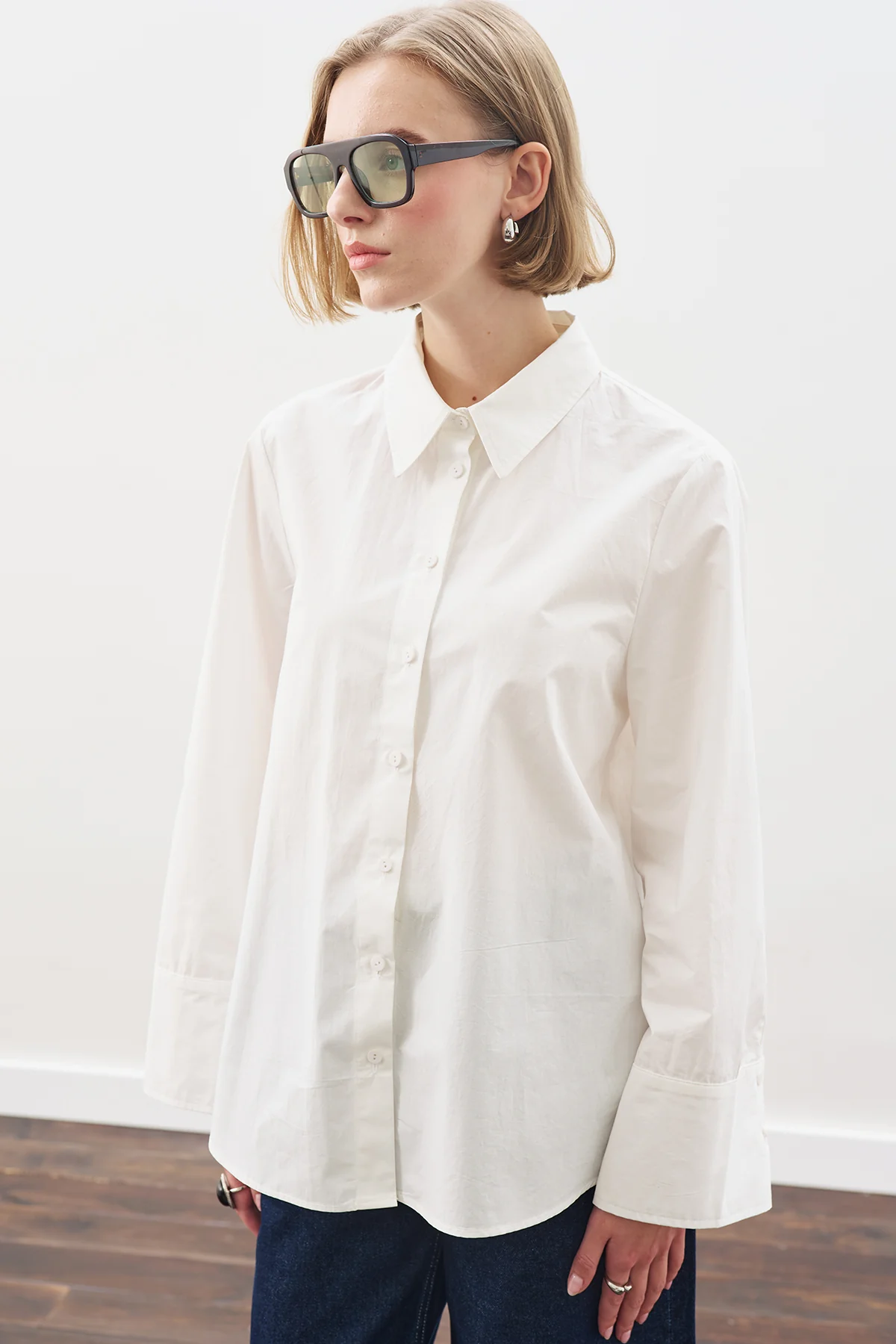 Classic Shirt With Wide Cuffs Ecru - Image 3