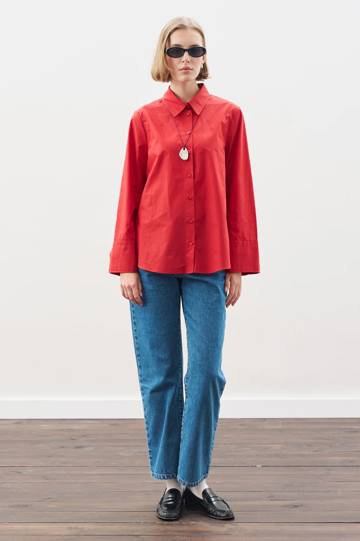 Classic Shirt With Wide Cuffs Red - Image 4