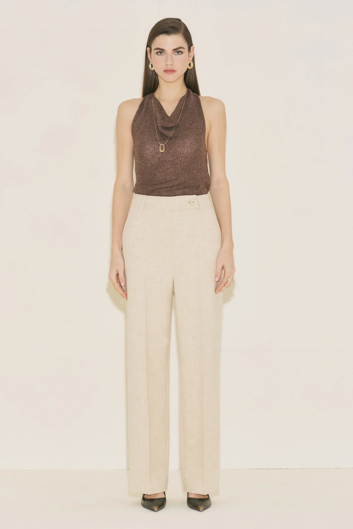 Classic Straight Trousers Beige - Image 2