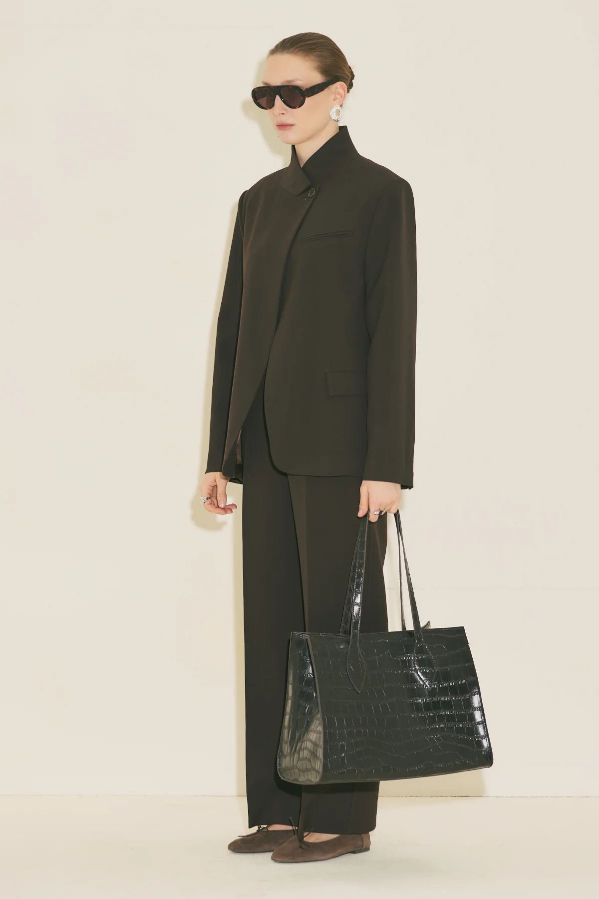 Classic Straight Trousers Dark Brown - Image 2