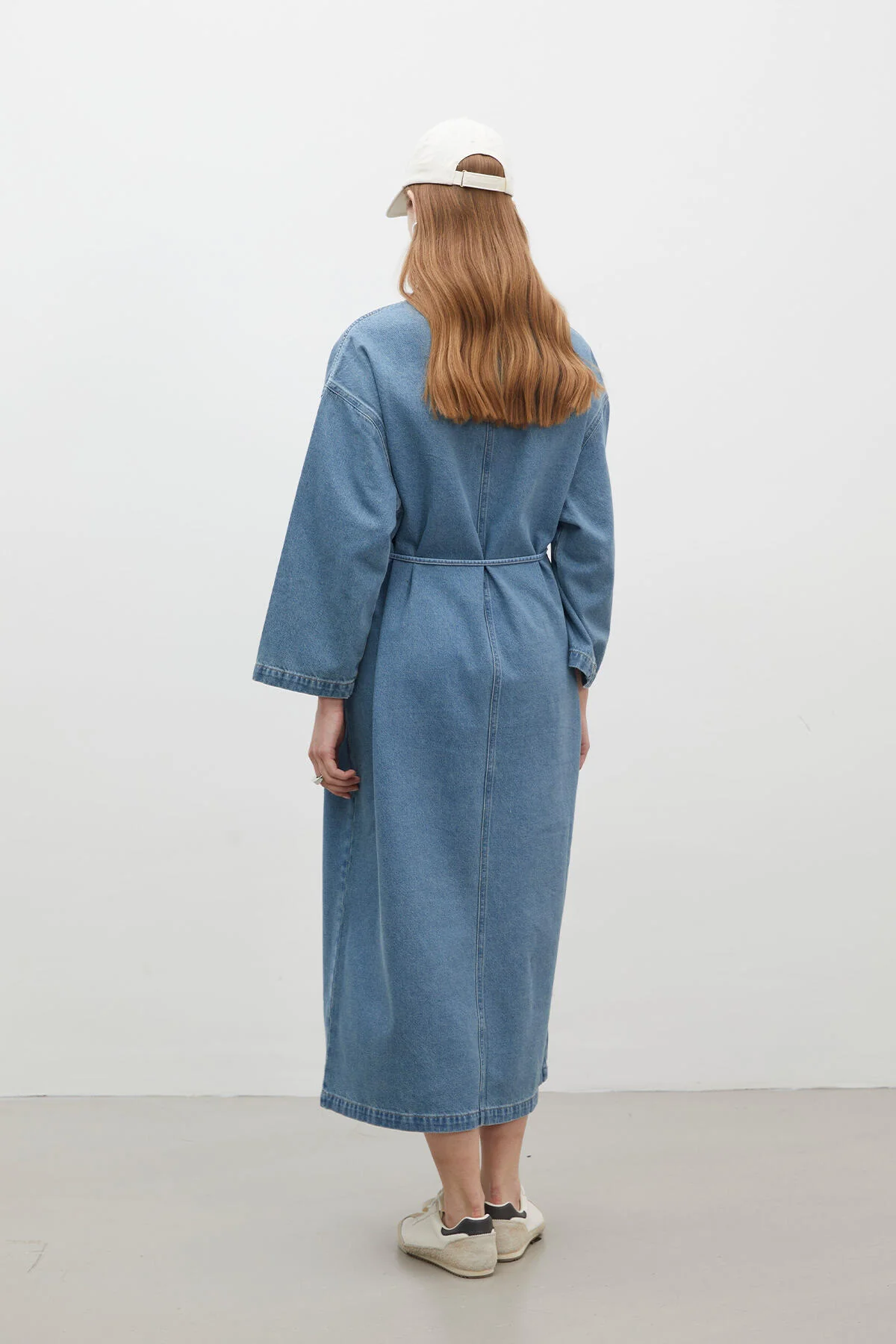 Collar Detail Denim Dress Blue - Image 8