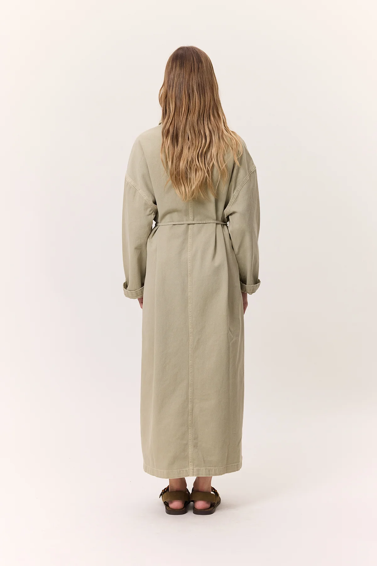 Collar Detail Denim Dress Pistachio - Image 6