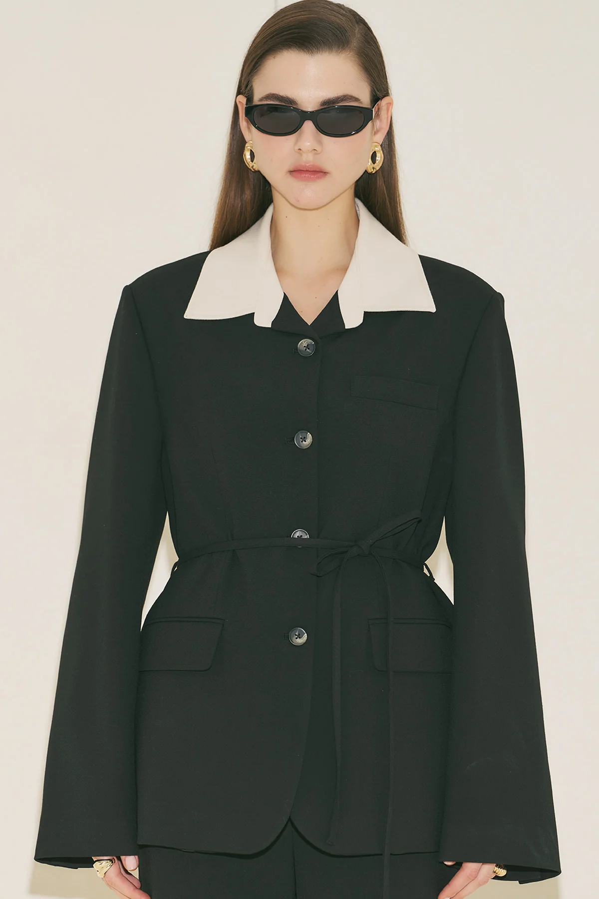 Contrast Collar Blazer Black - Image 10
