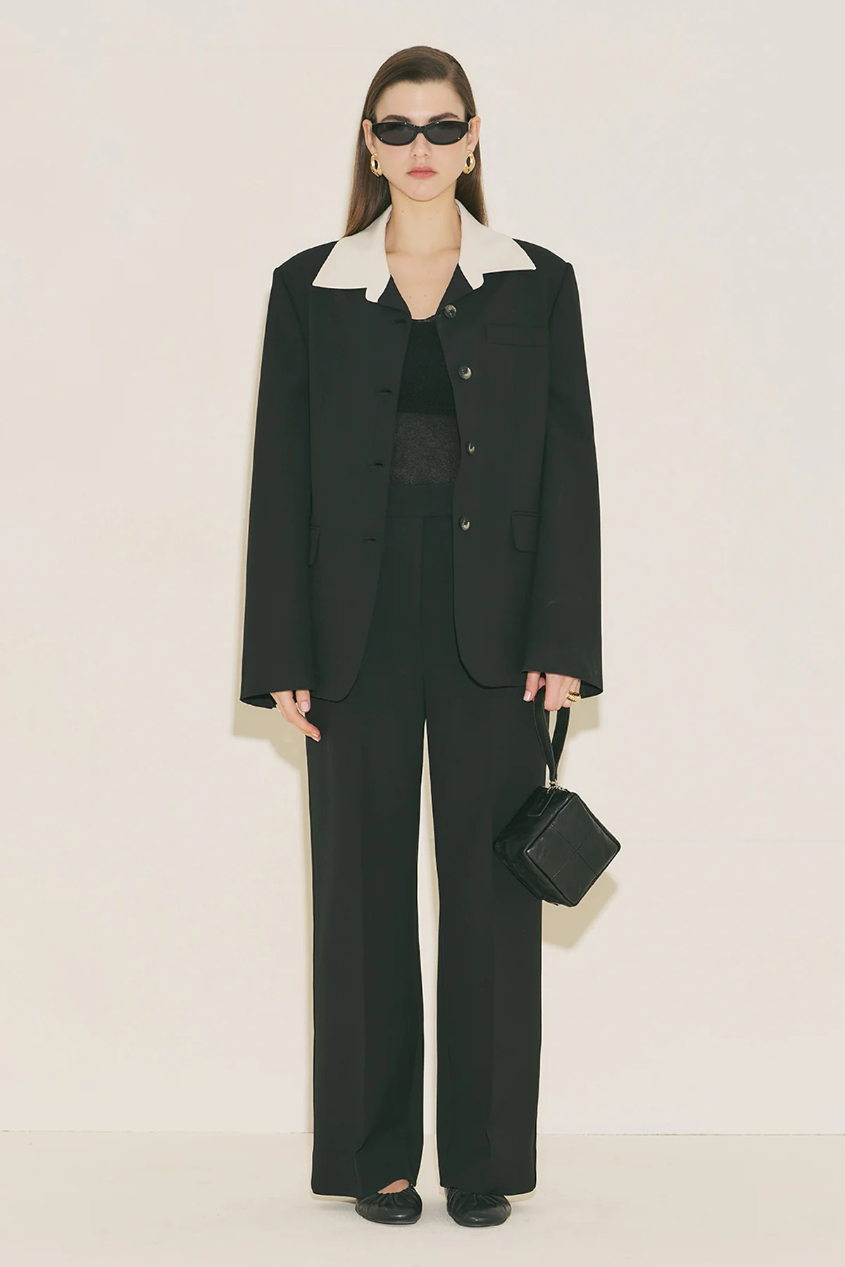 Contrast Collar Blazer Black - Image 12