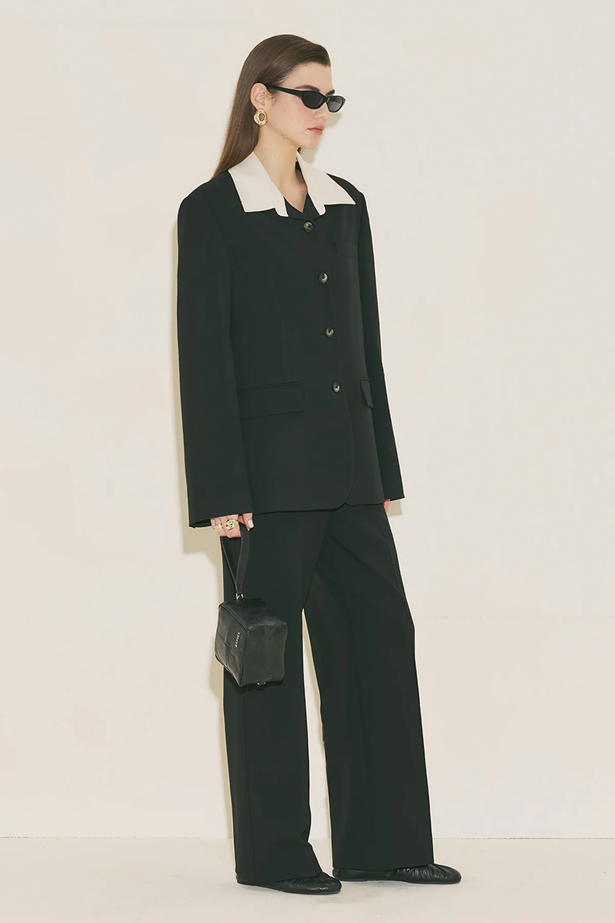 Contrast Collar Blazer Black - Image 15