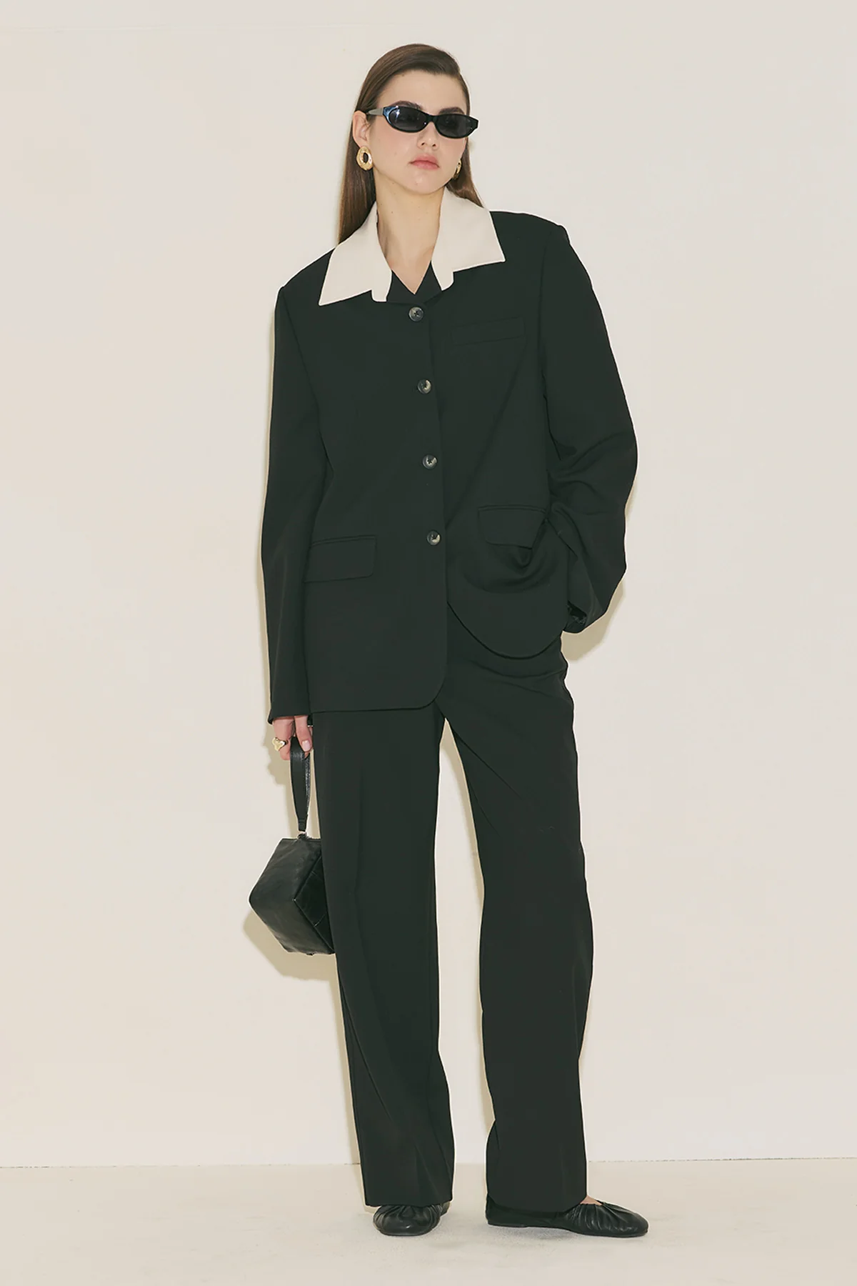 Contrast Collar Blazer Black - Image 3