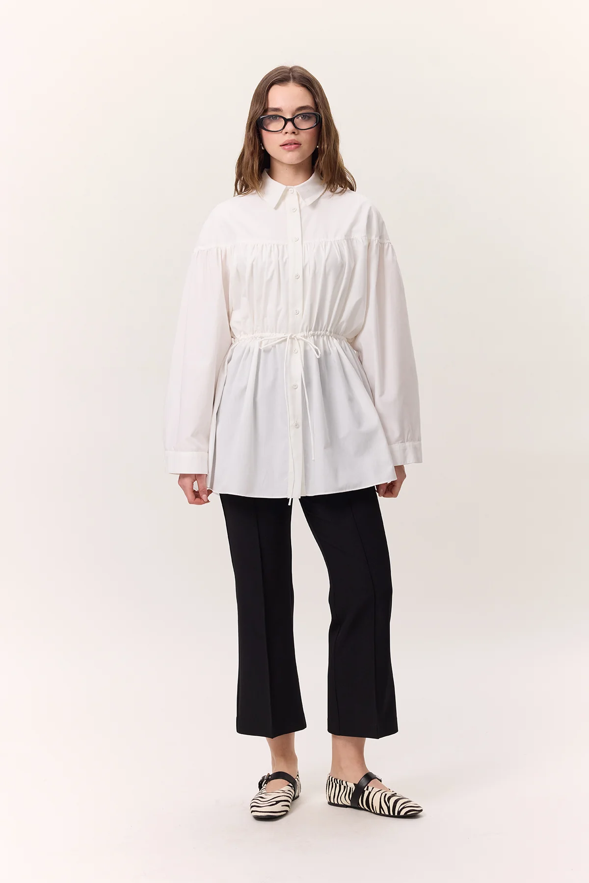Contrast Stitch Flared Pants Black - Image 2