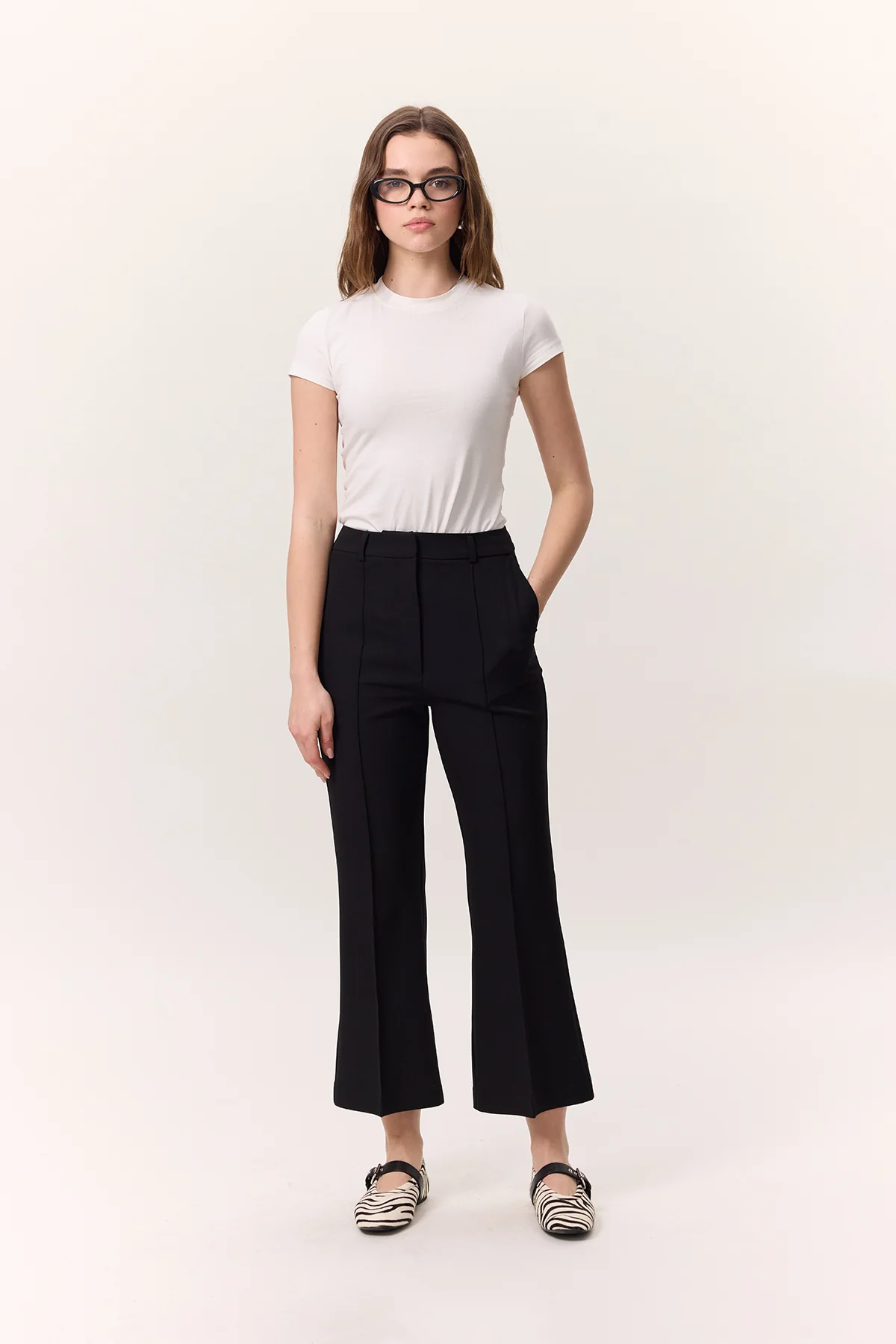 Contrast Stitch Flared Pants Black - Image 3