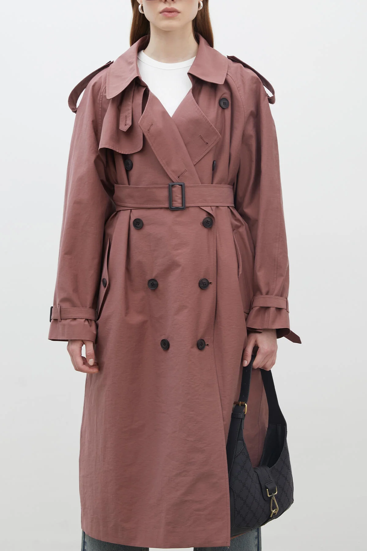 Copenhagen Oversize Trench Coat Dusty Rose - Image 5